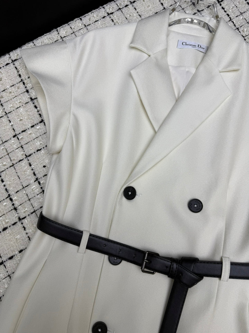 Lapel collar double-breasted long dress