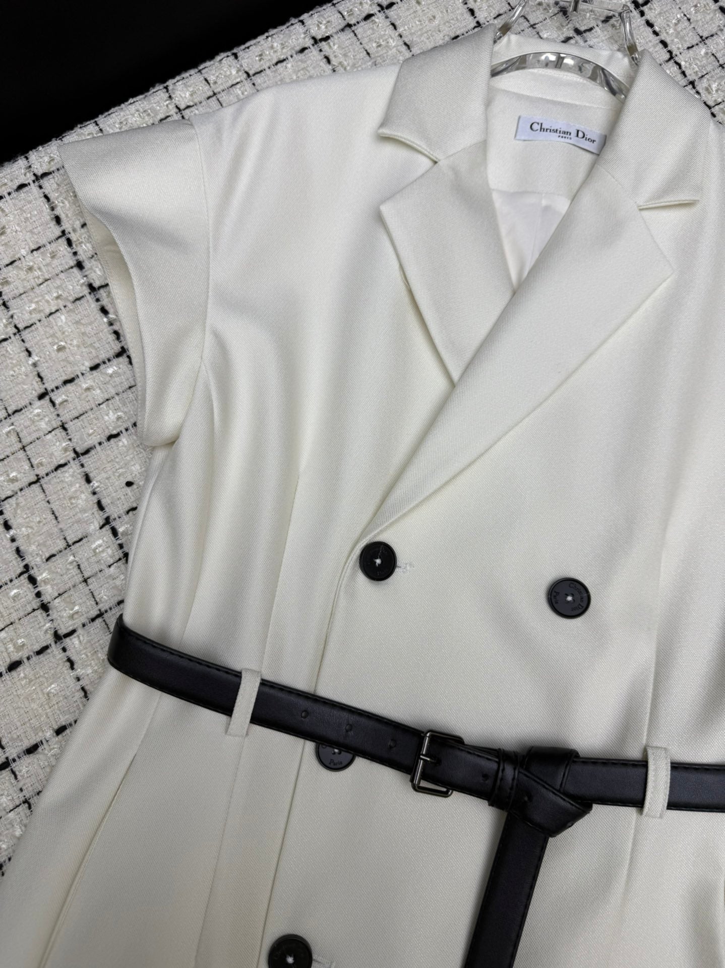 Lapel collar double-breasted long dress