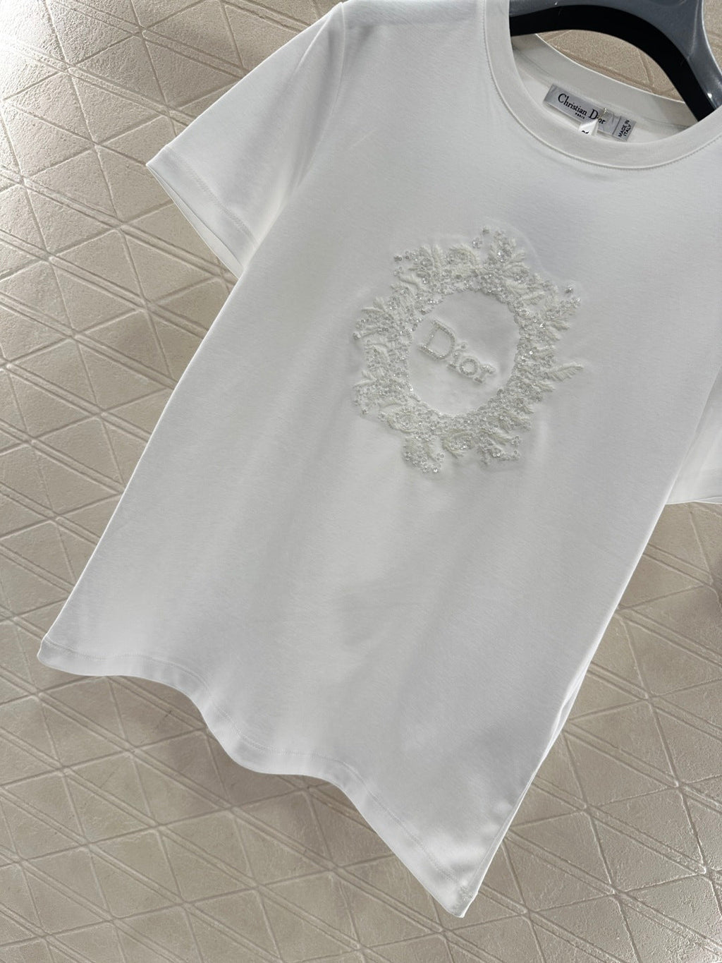 26NEW Crew Neck Embroidered Beaded Short Sleeve