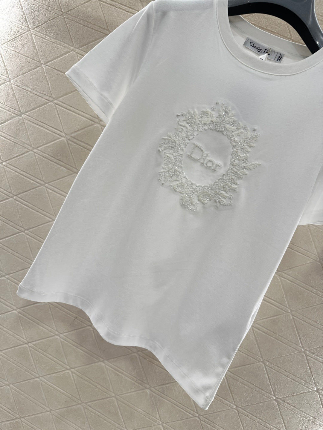 26NEW Crew Neck Embroidered Beaded Short Sleeve