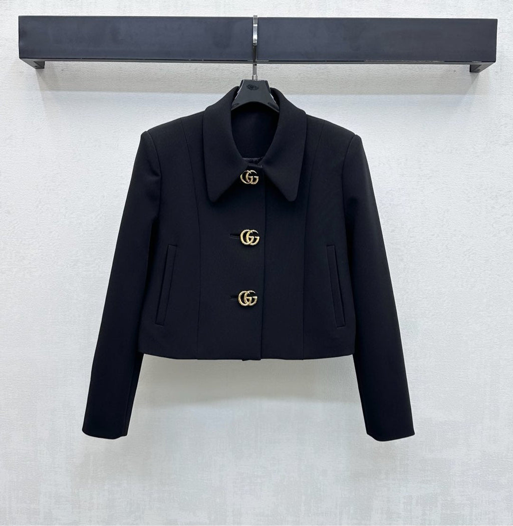 26NEW Collared Logo Short Jacket + High-Waisted Logo Button Skirt