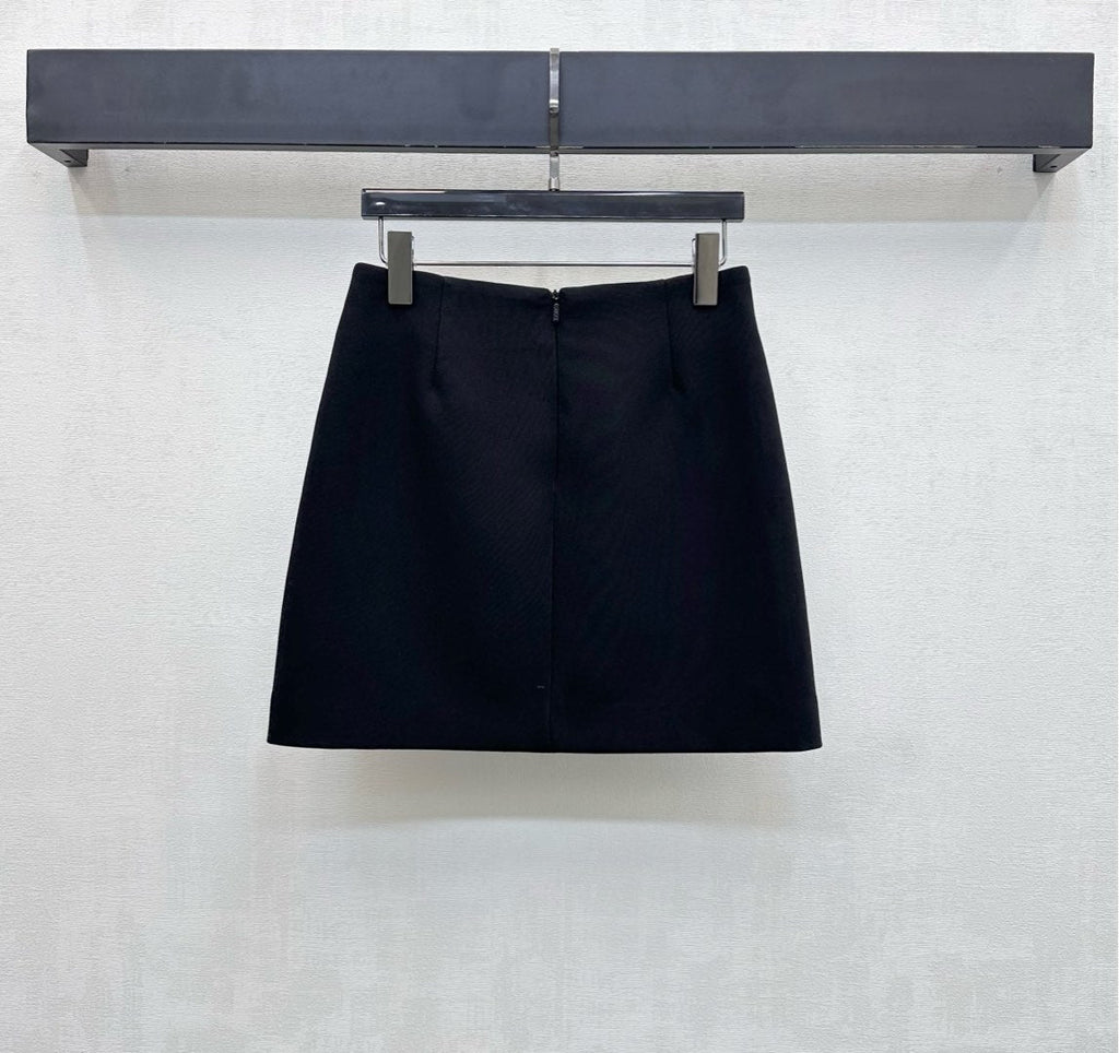 26NEW Collared Logo Short Jacket + High-Waisted Logo Button Skirt