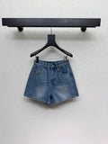 26NEW Embroidered Denim Shorts