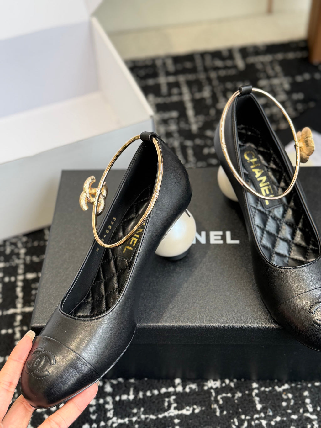 26NEW Spring/Summer Mary Jane Shoes with Large Pearl Heels