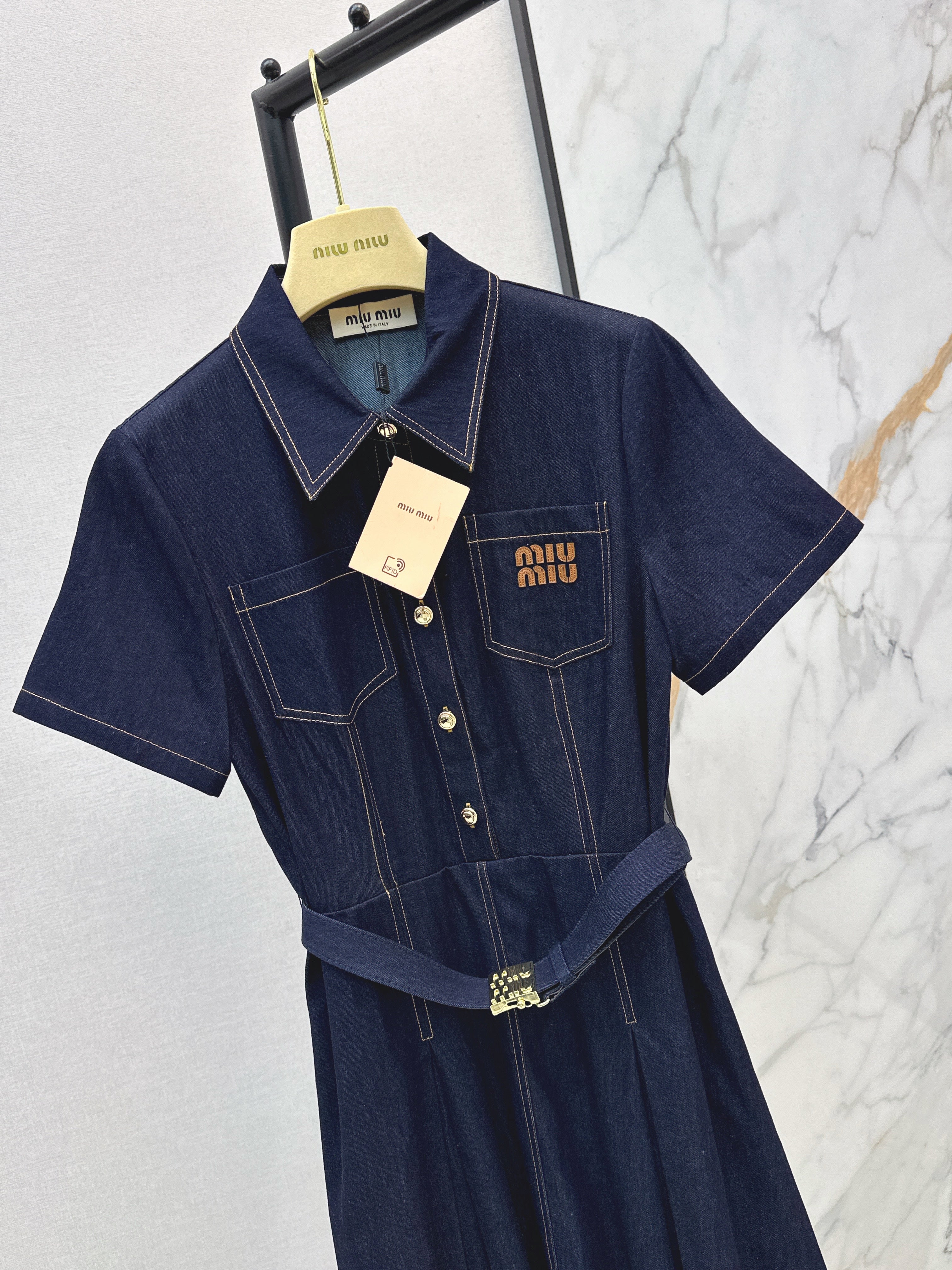 26NEW Embroidered Tencel Denim Dress
