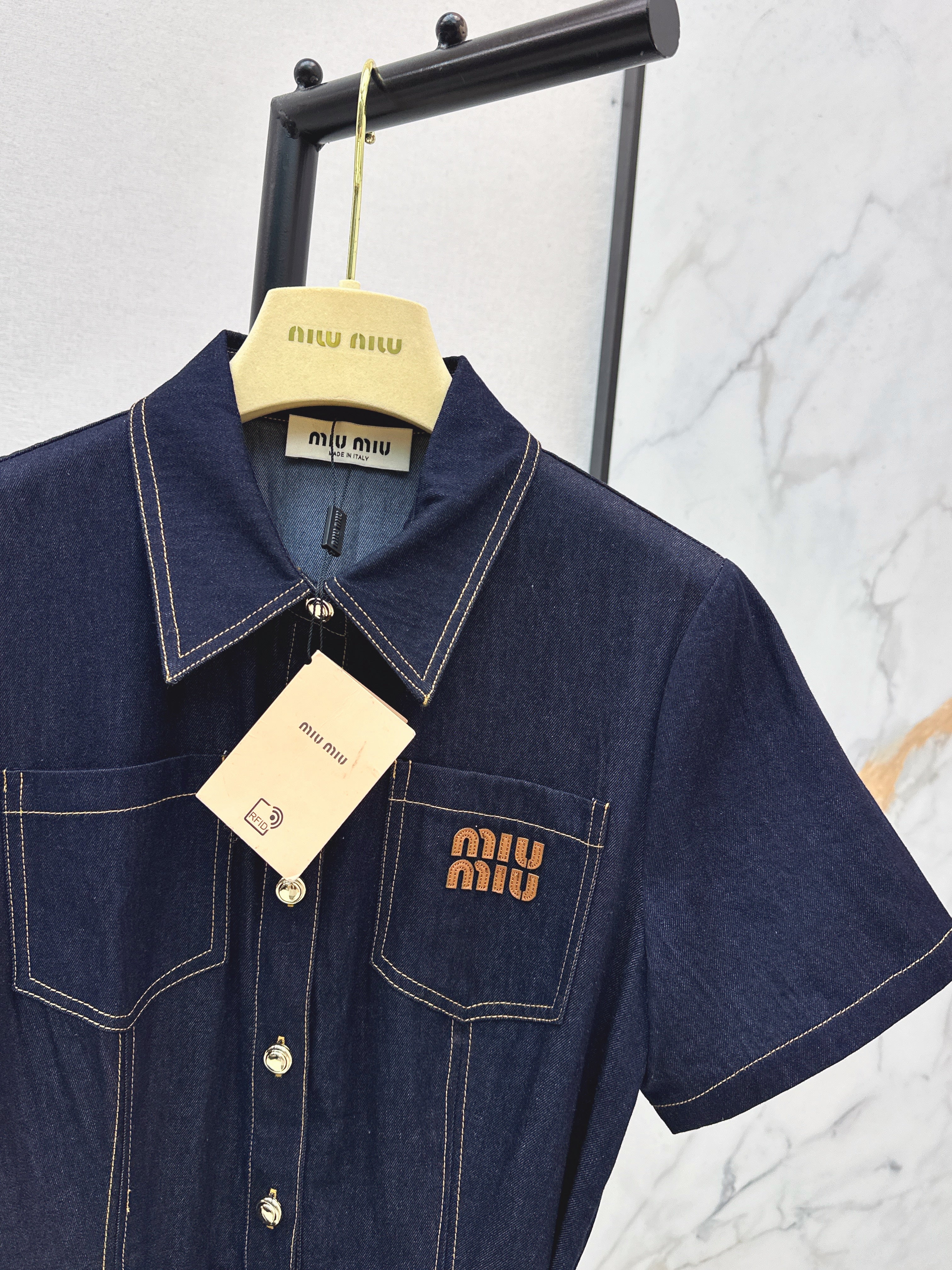 26NEW Embroidered Tencel Denim Dress