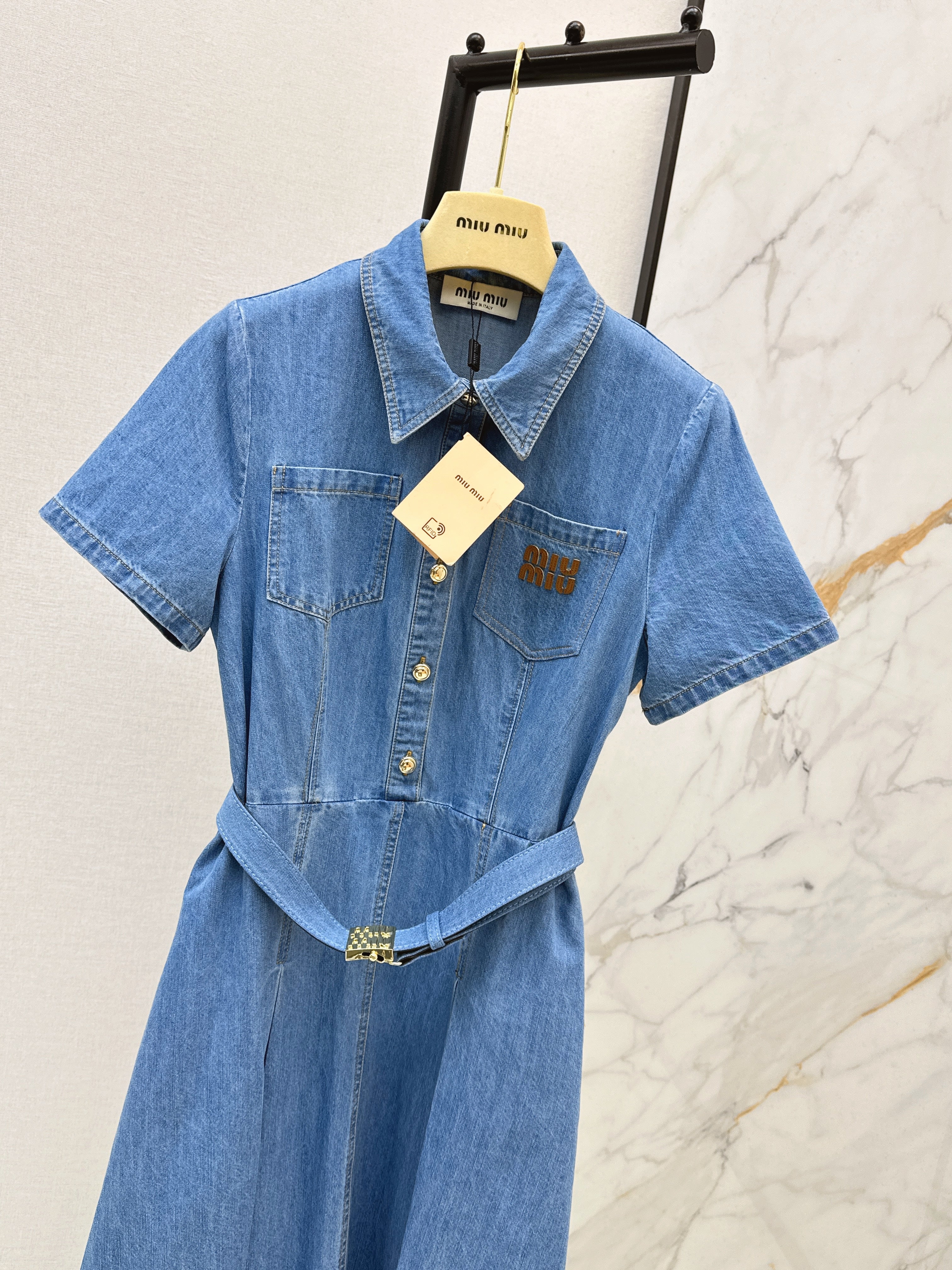26NEW Embroidered Tencel Denim Dress