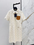 26NEW Printed Short-Sleeve Collared Dress