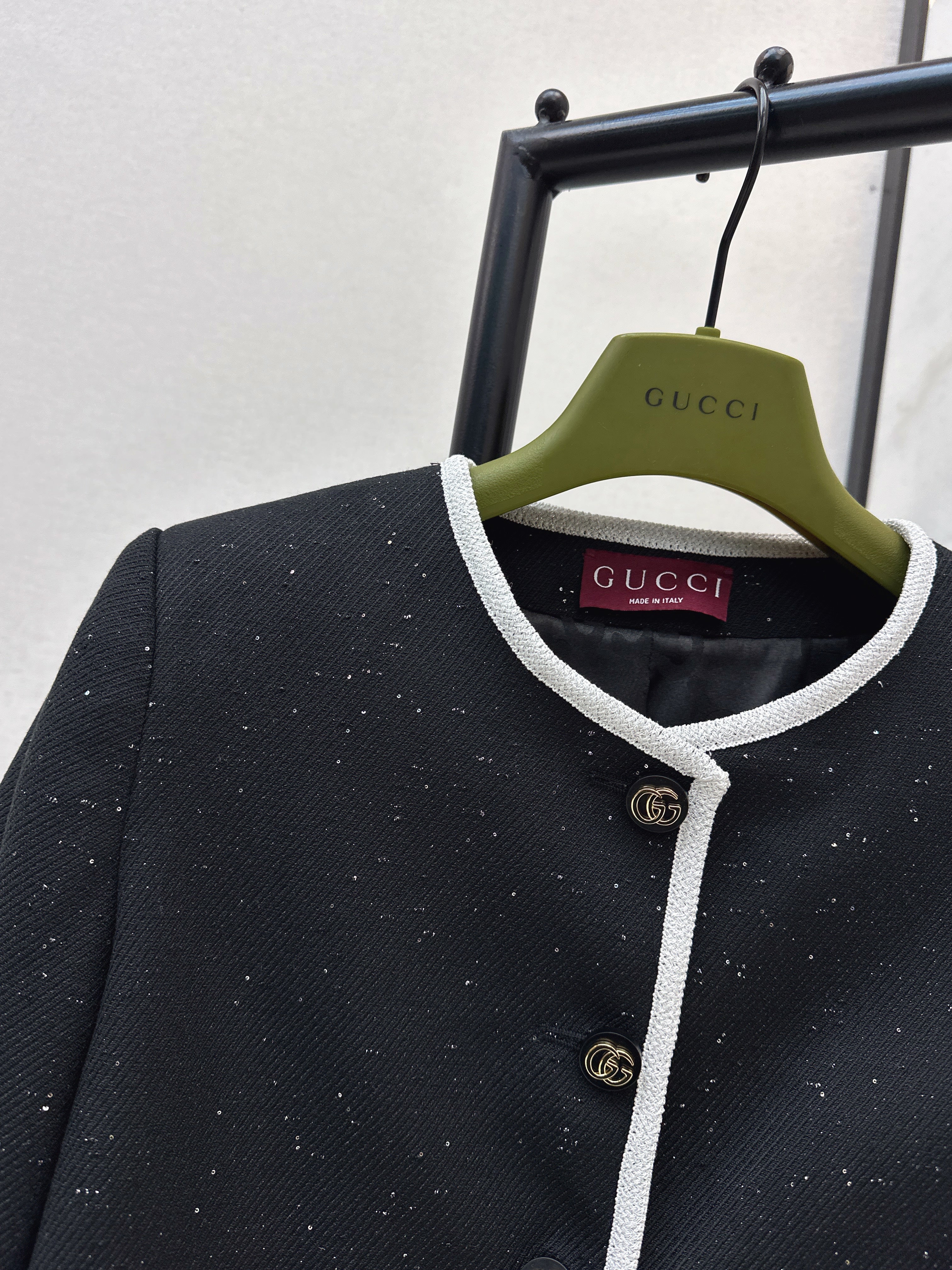 26NEW Crew Neck Color Block Tweed Jacket