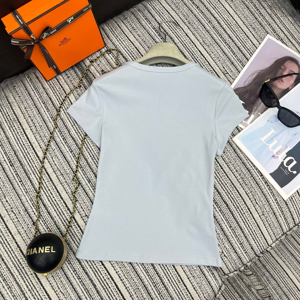26NEW Letter-embellished Short-sleeved T-shirt