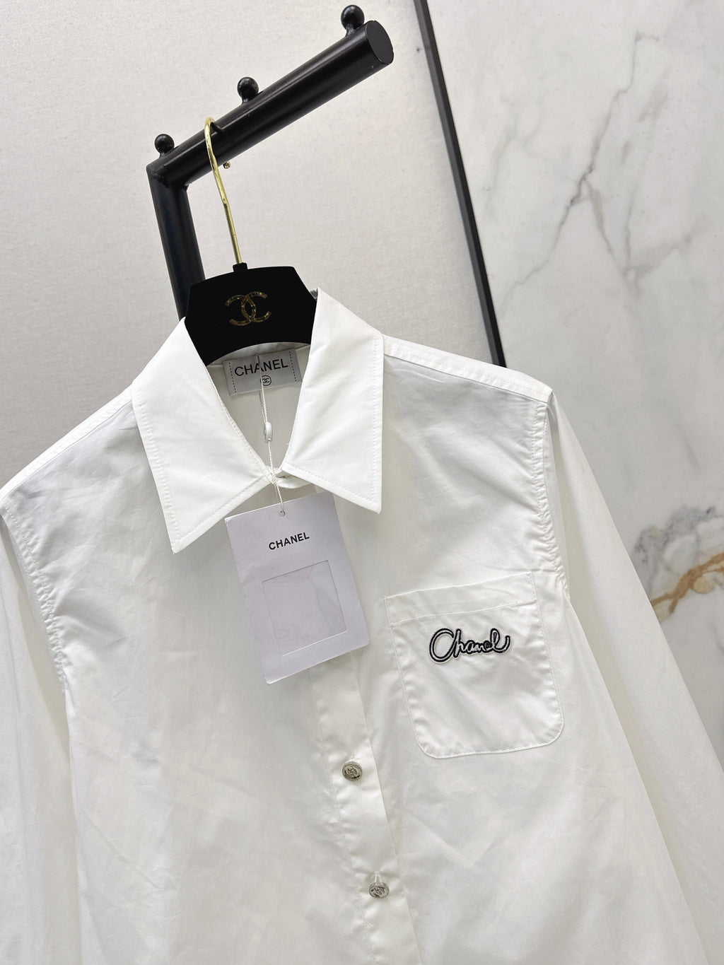 26NEW Letter Embroidery Cotton Shirt