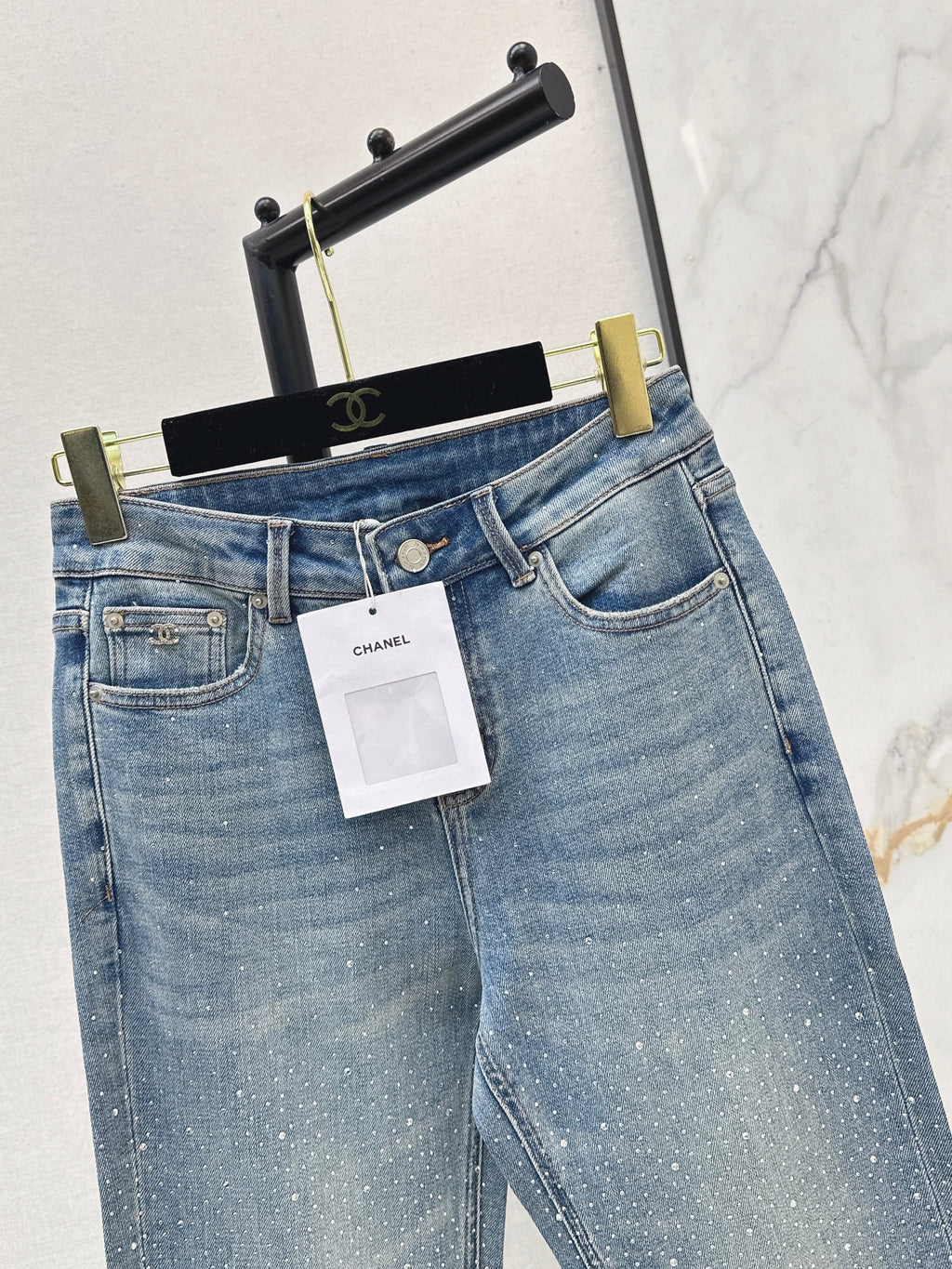 26NEW Double-sided Rhinestone Flared Jeans