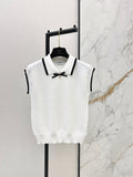 26NEW Color-blocked Trim Babydoll Collar Knit Sweater