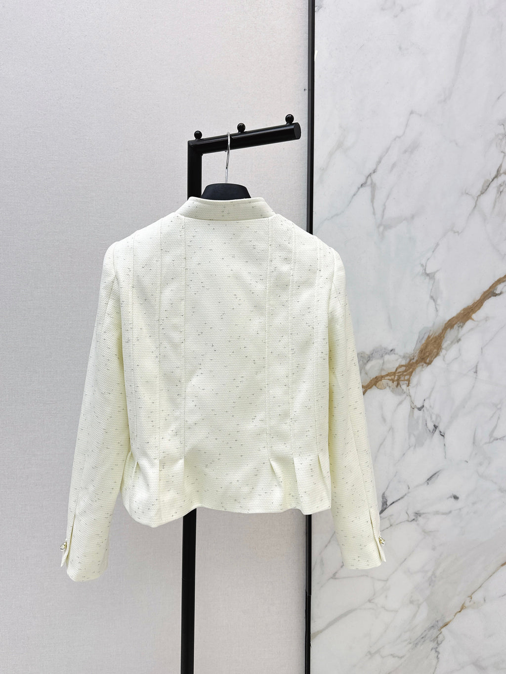 26SS Bee Embroidery Trim Stand Collar Elegant Coat