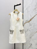 26SS Rhinestone Bow Sleeveless Dress