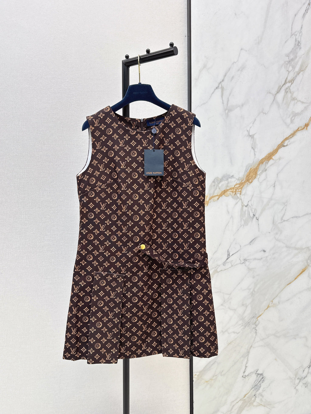 26SS Classic Print Sleeveless Vest Dress