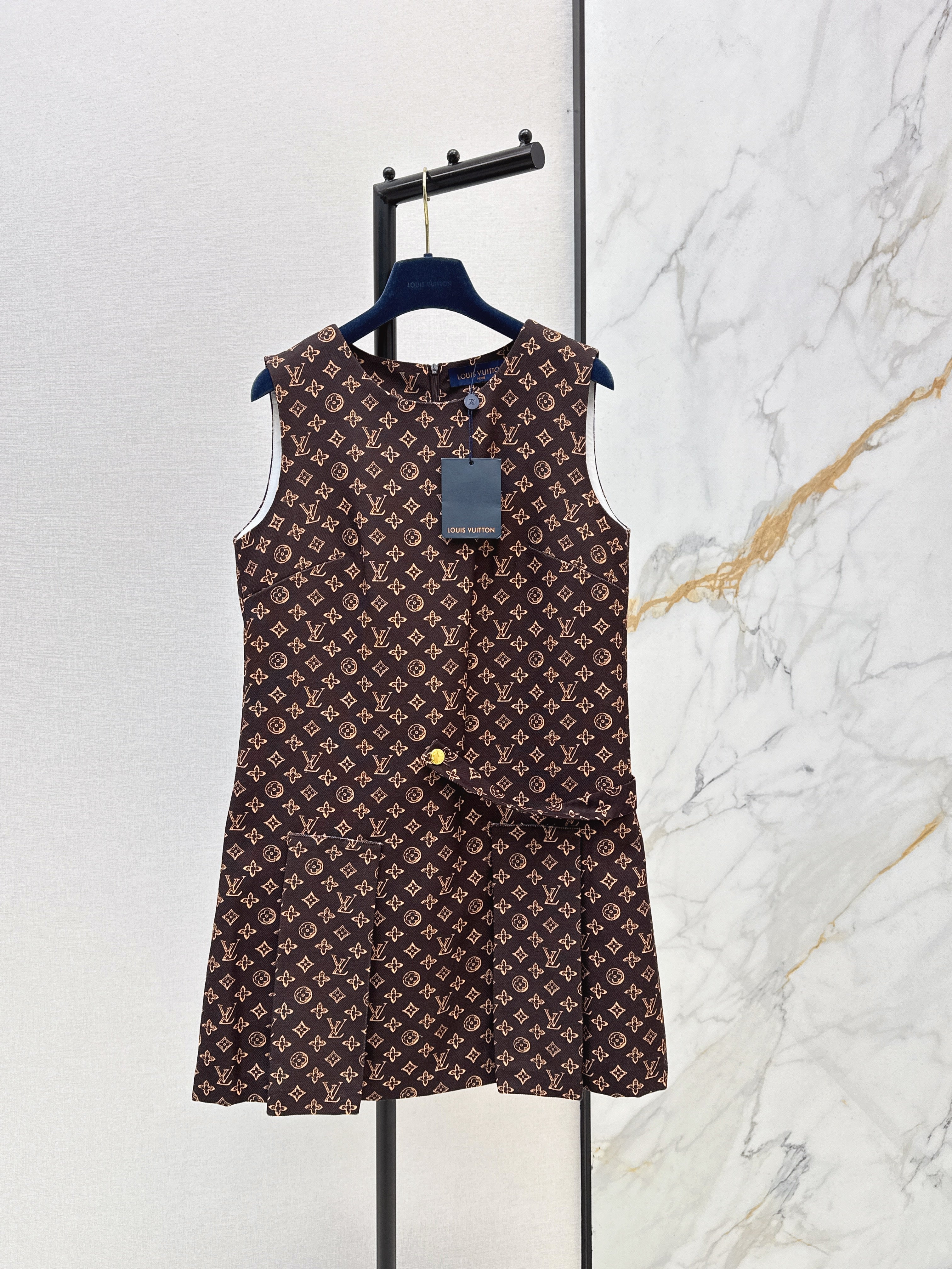 26SS Classic Print Sleeveless Vest Dress