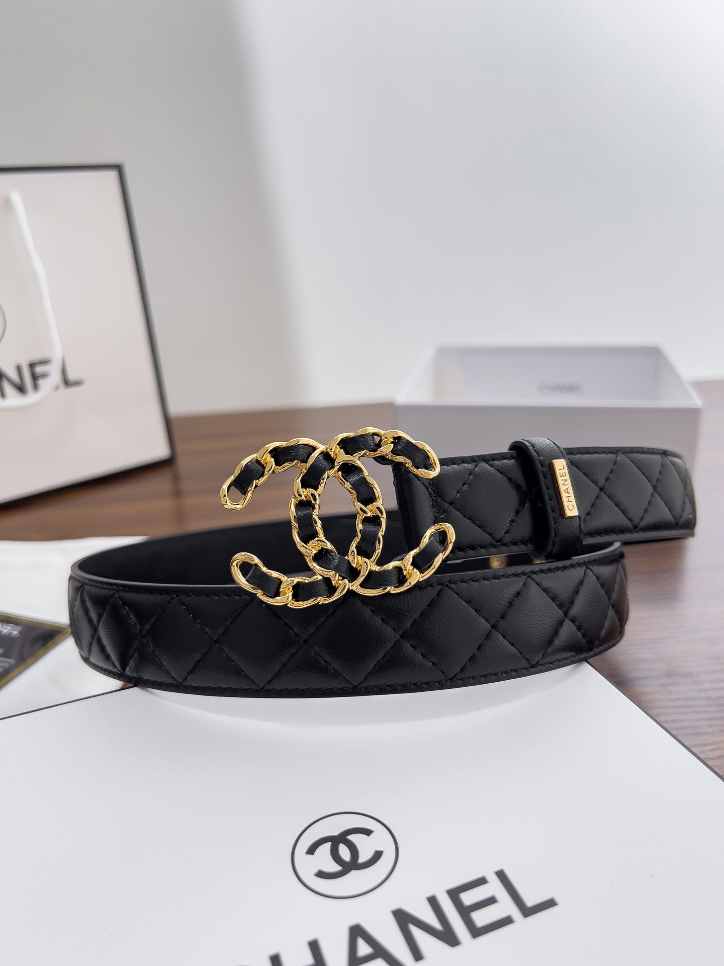 Women's chain buckle belt, 3.0cm