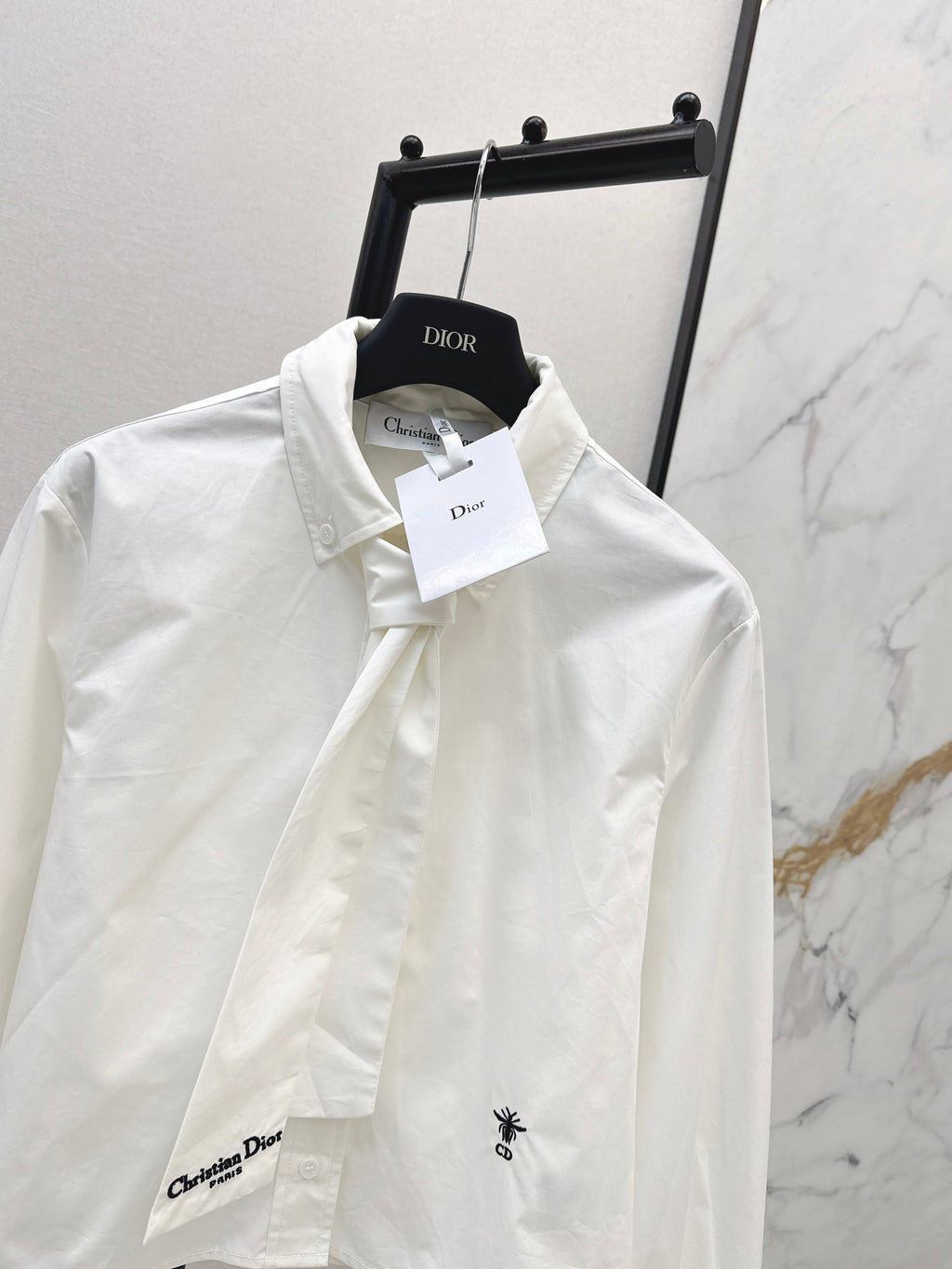 26SS New Letter Embroidered Ribbon Shirt