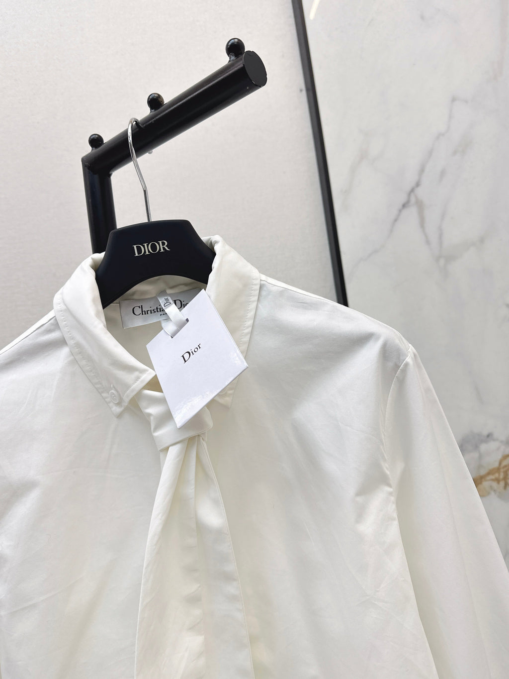 26SS New Letter Embroidered Ribbon Shirt