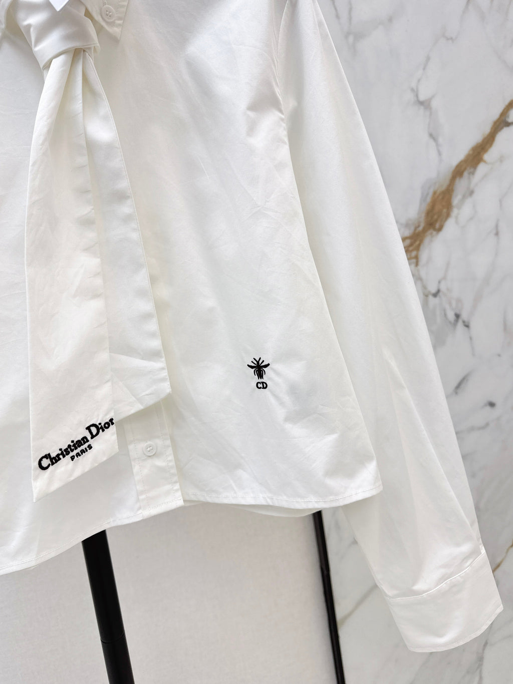 26SS New Letter Embroidered Ribbon Shirt