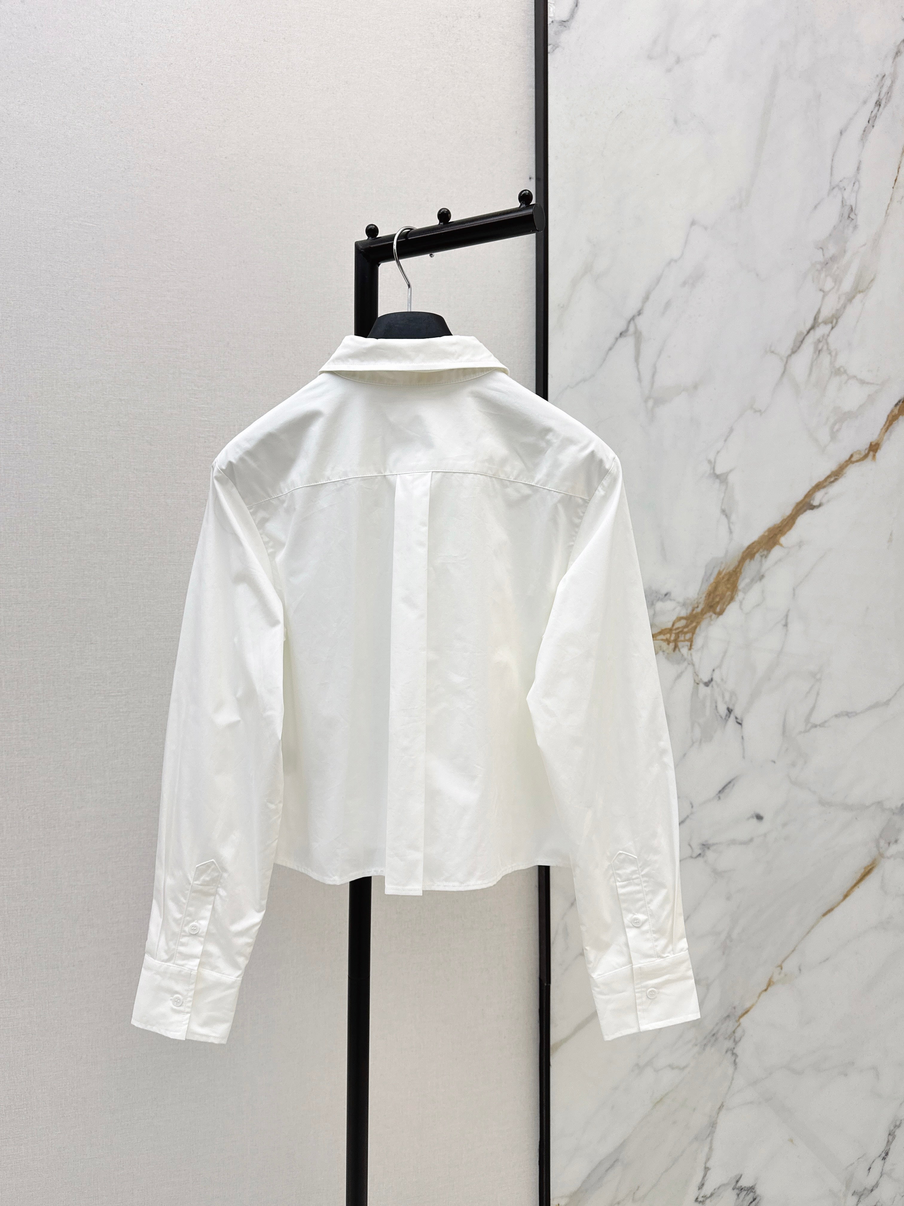 26SS New Letter Embroidered Ribbon Shirt