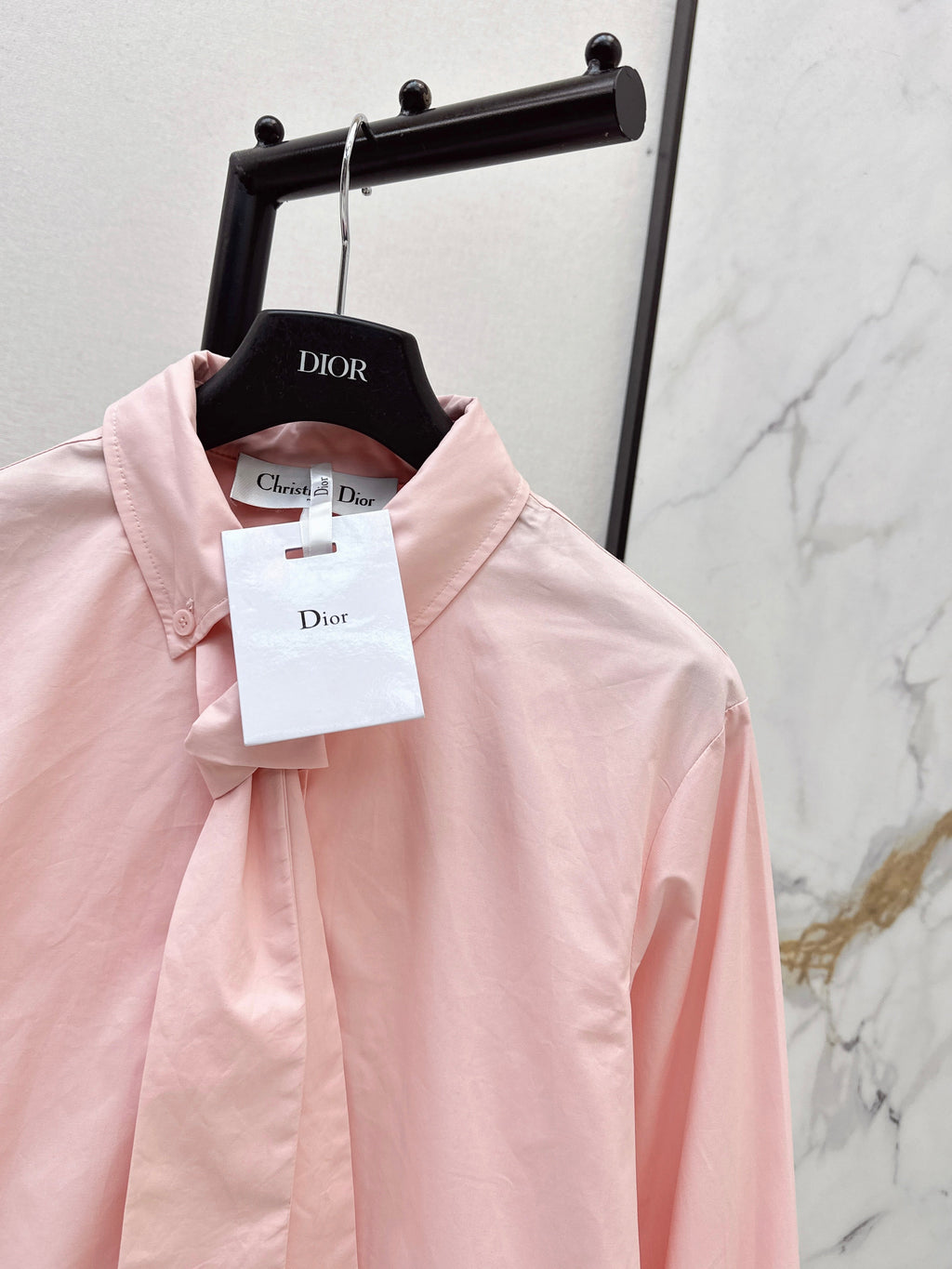 26SS New Letter Embroidered Ribbon Shirt