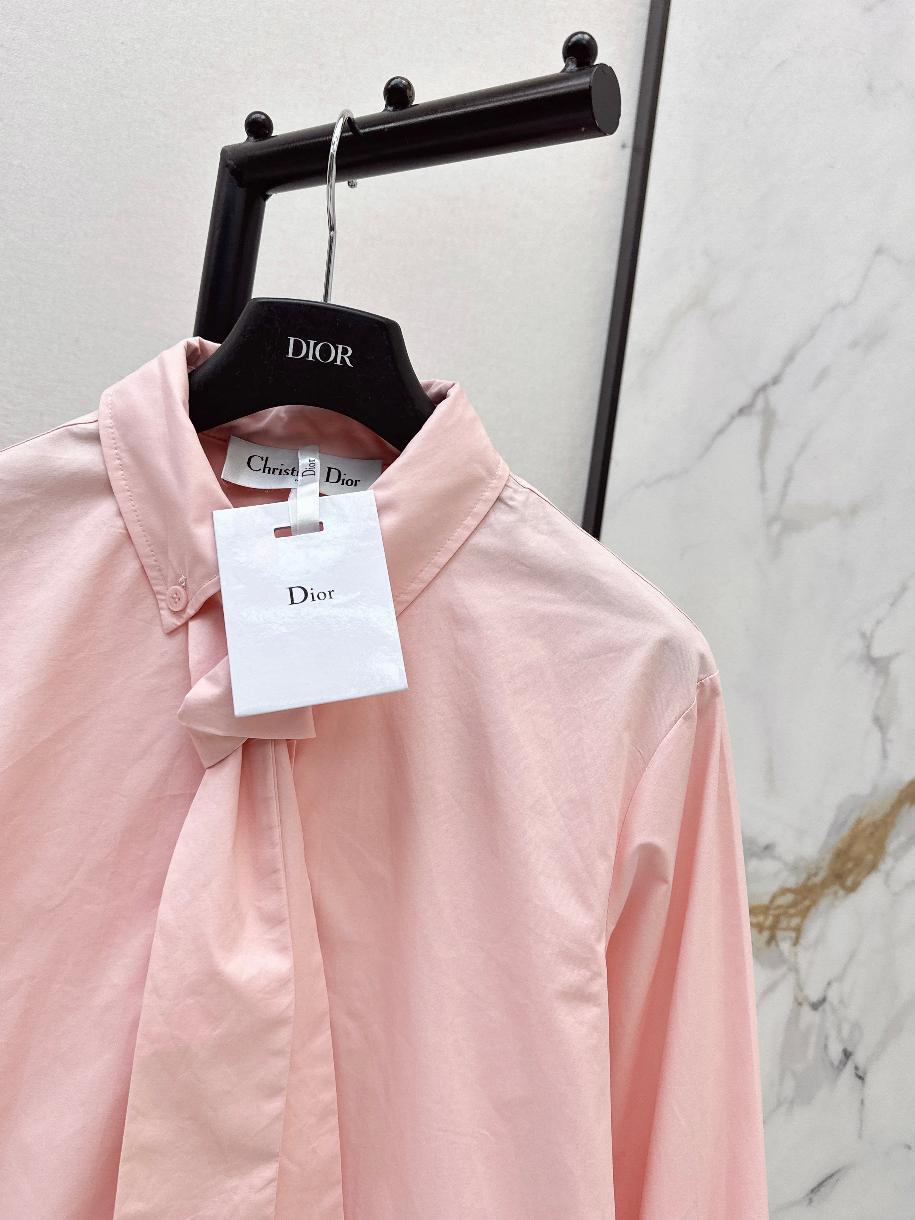 26SS New Letter Embroidered Ribbon Shirt