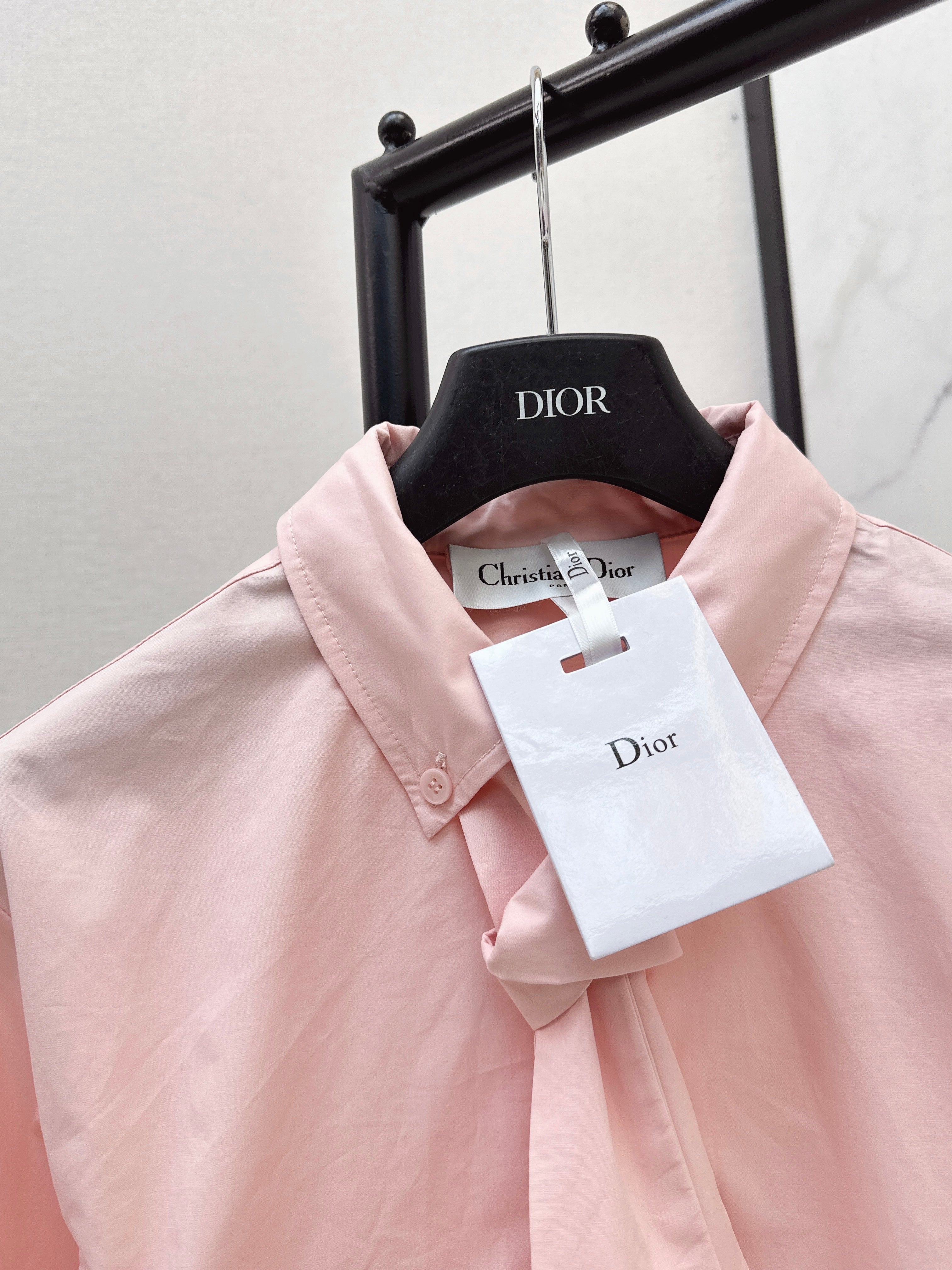 26SS New Letter Embroidered Ribbon Shirt