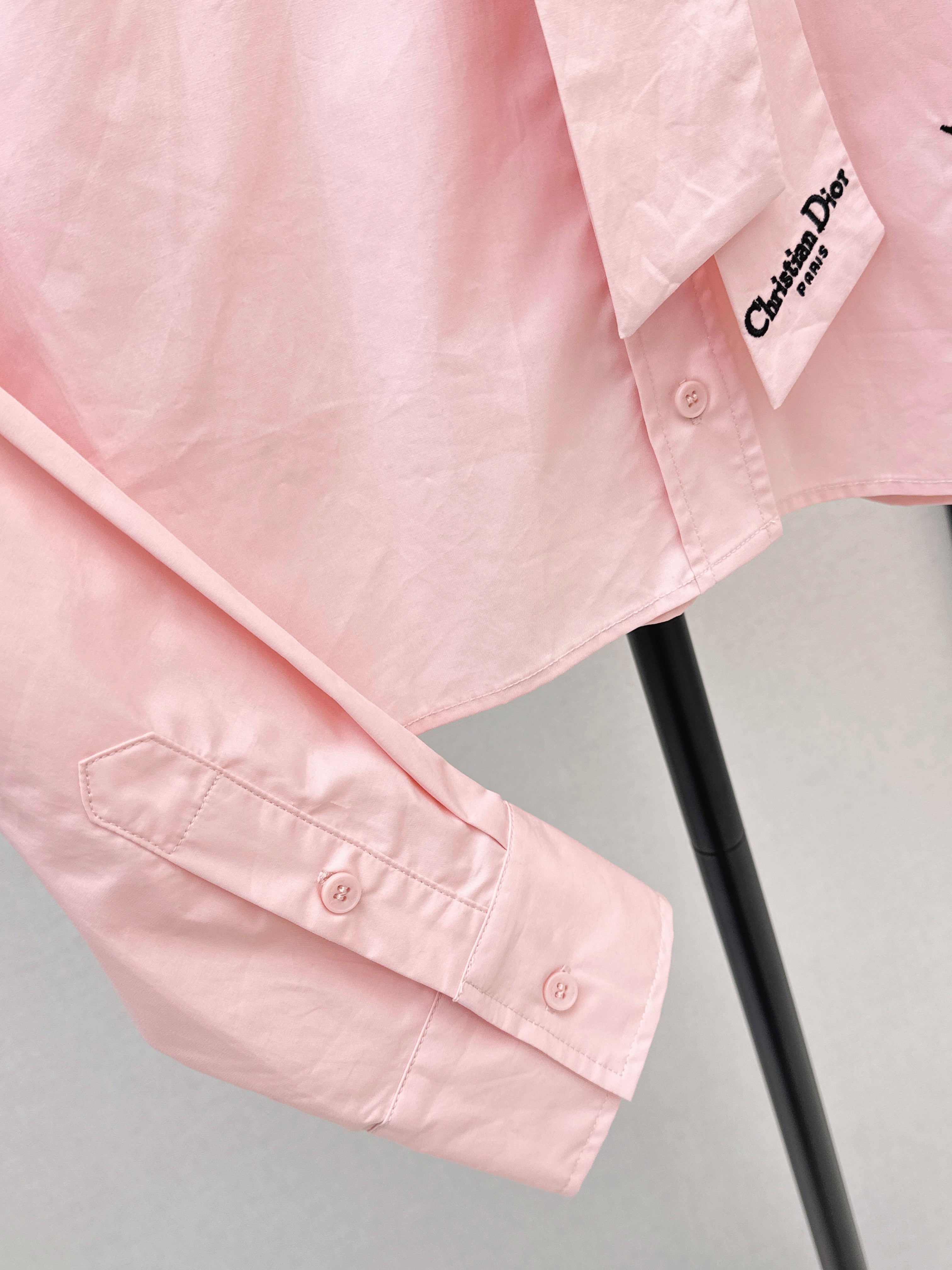 26SS New Letter Embroidered Ribbon Shirt