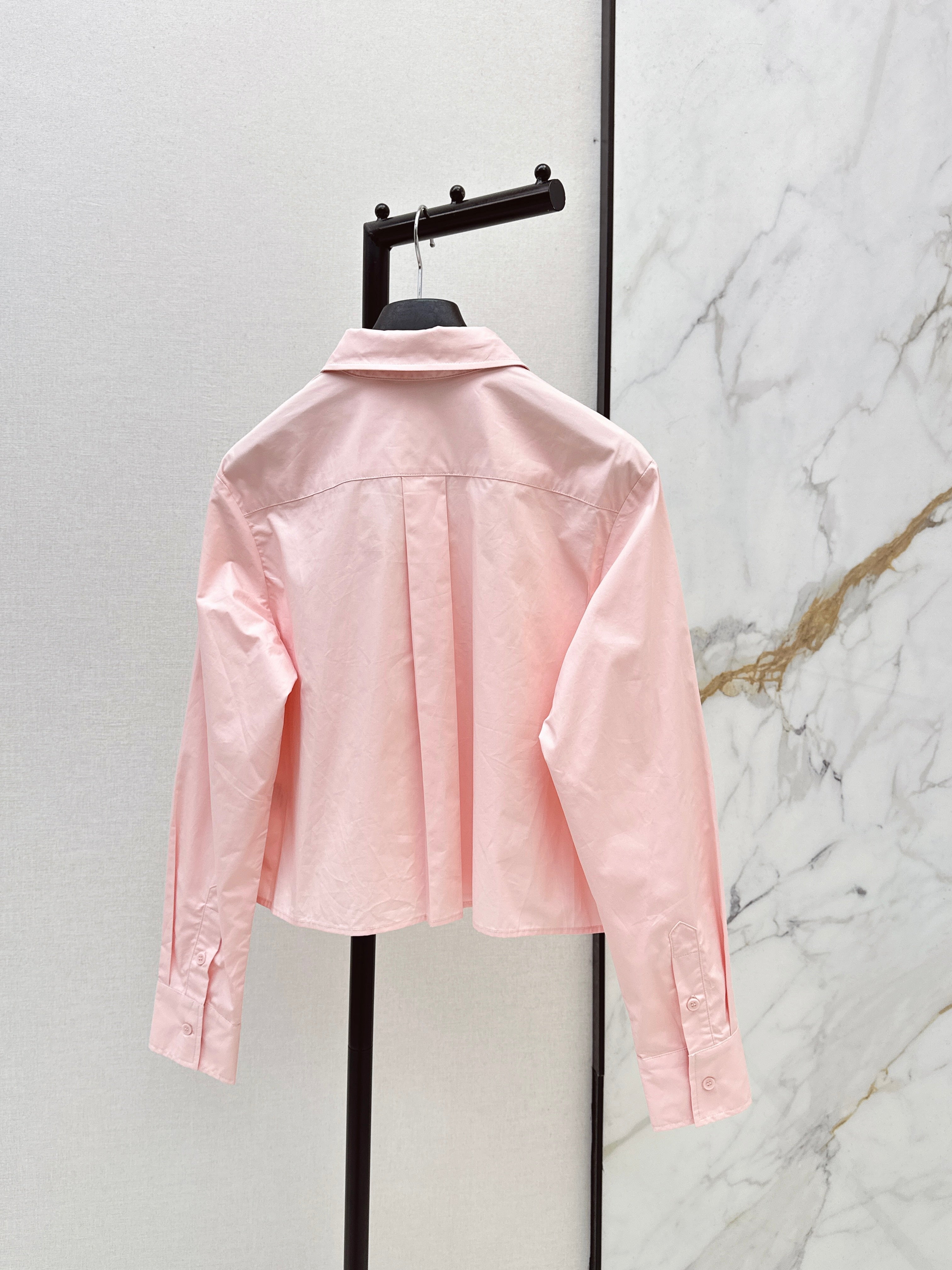 26SS New Letter Embroidered Ribbon Shirt