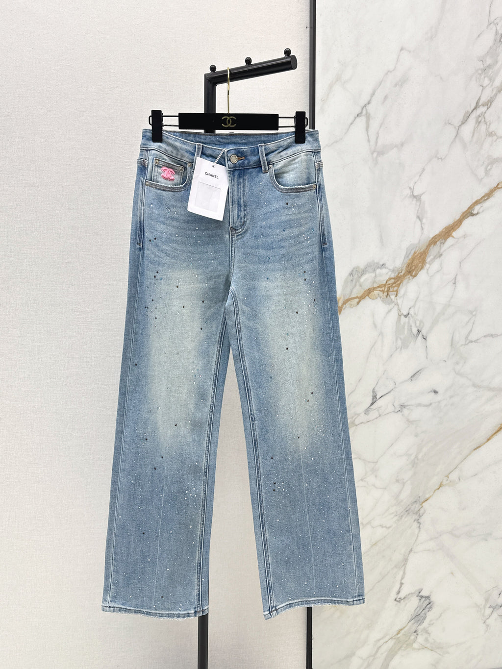 26SS New Arrival: Straight-Leg Jeans with Rhinestones