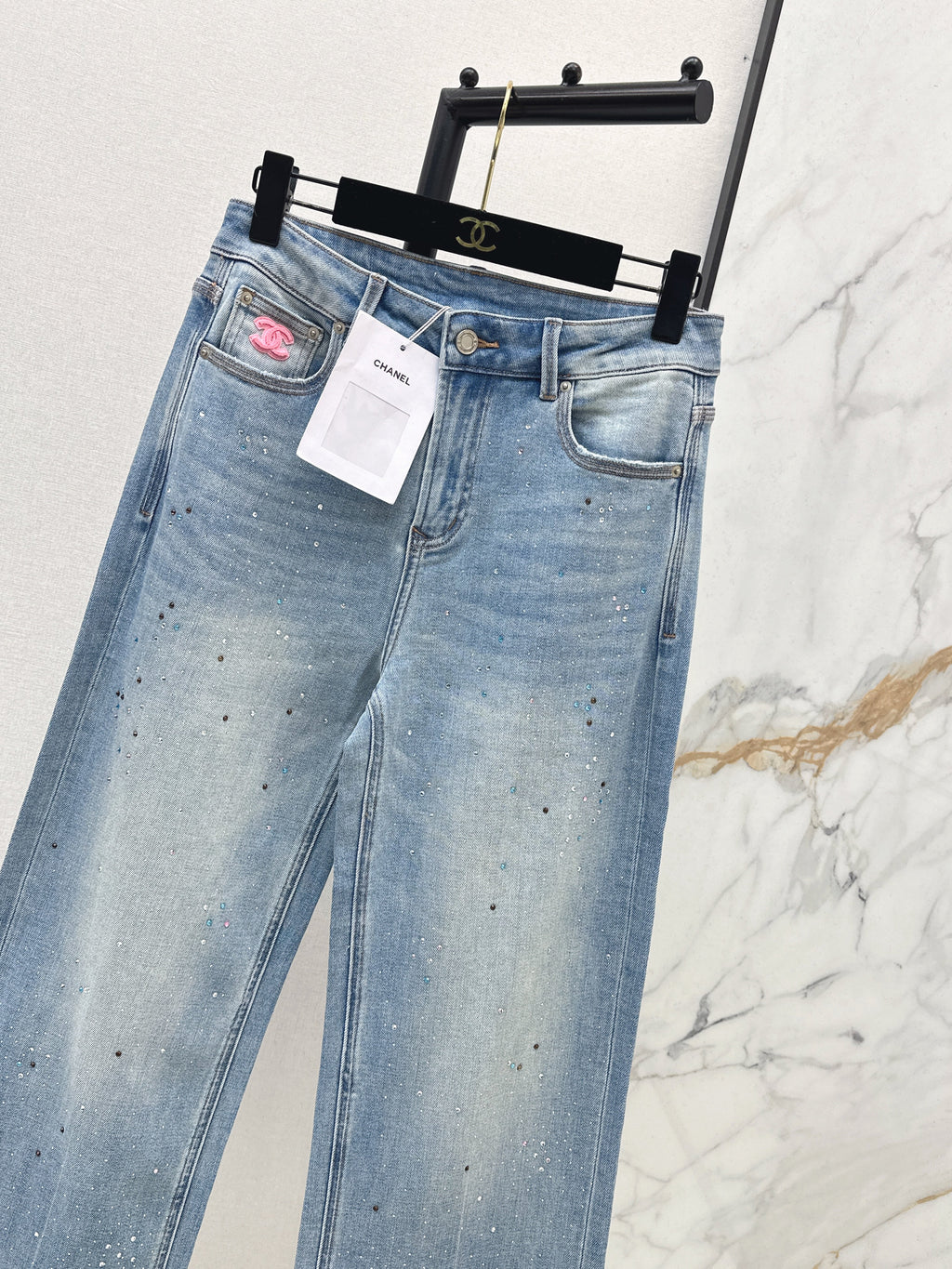 26SS New Arrival: Straight-Leg Jeans with Rhinestones