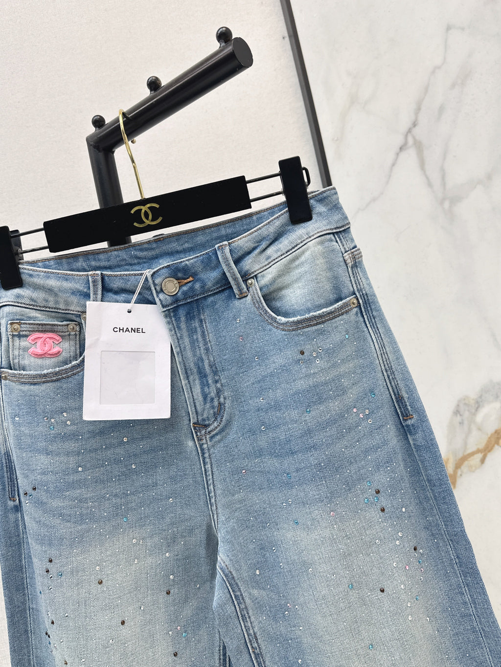 26SS New Arrival: Straight-Leg Jeans with Rhinestones