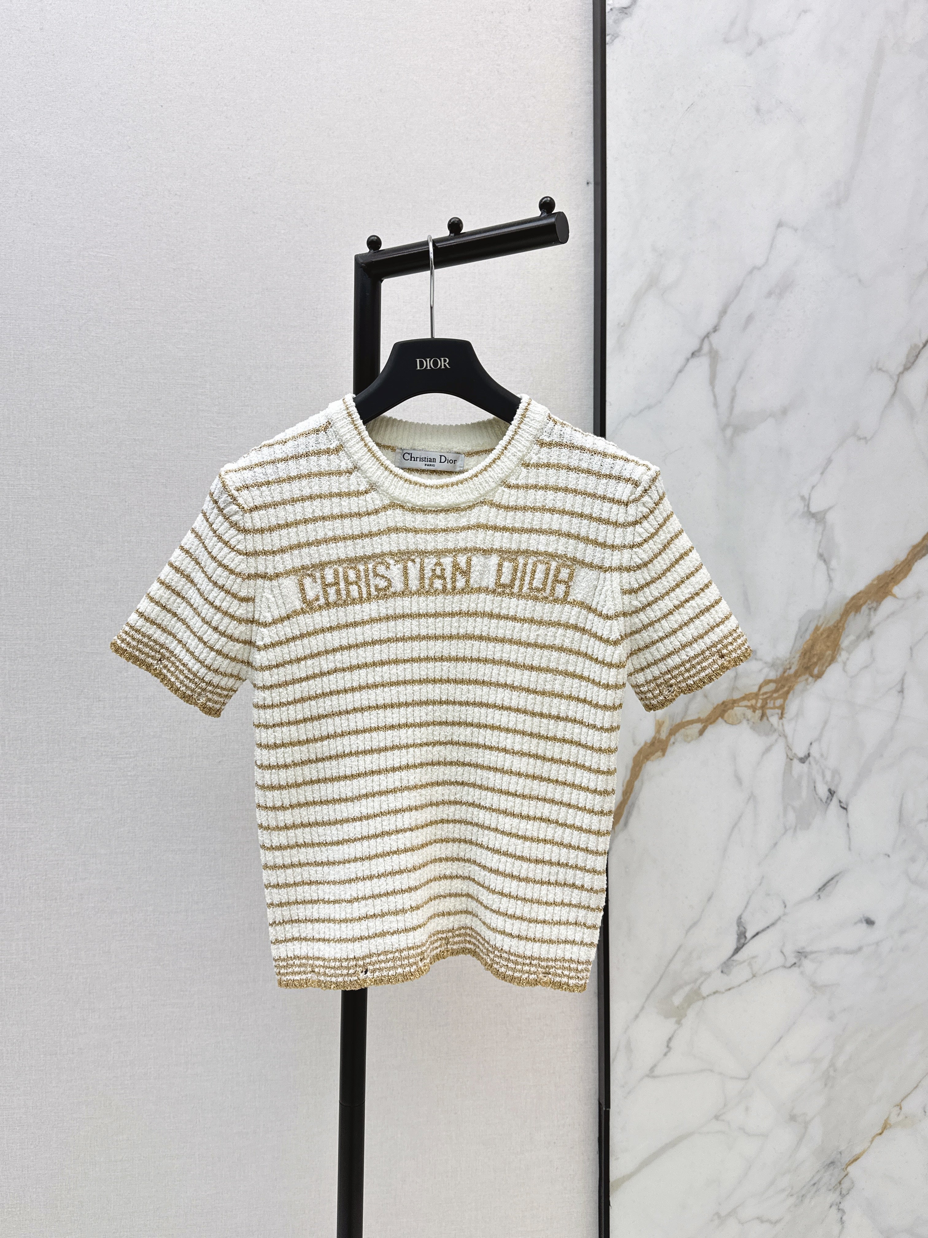 26SS New Striped Short-Sleeve Mini Knit Sweater