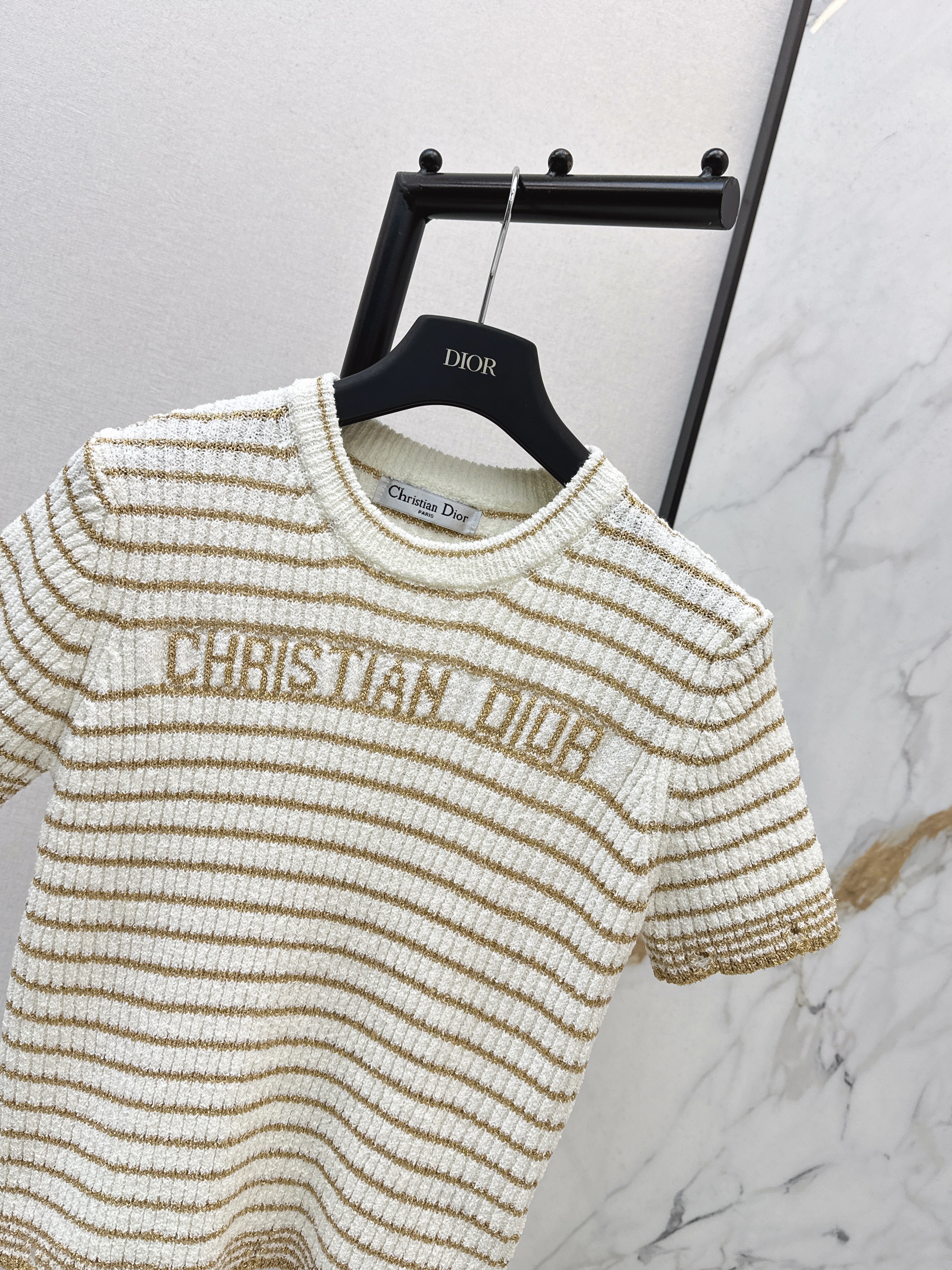 26SS New Striped Short-Sleeve Mini Knit Sweater