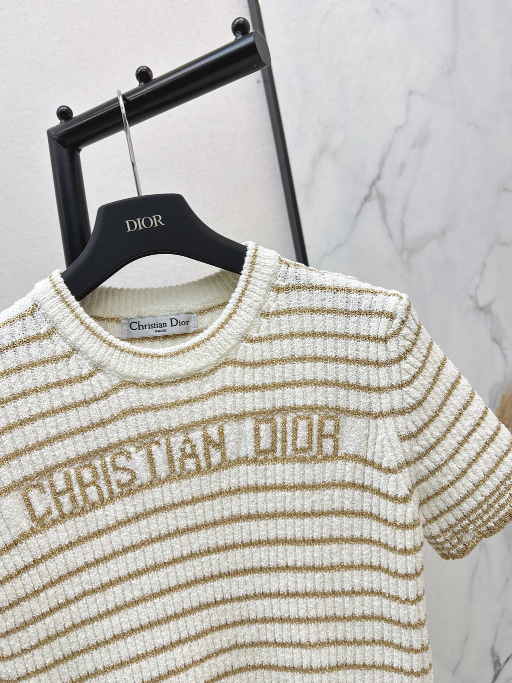 26SS New Striped Short-Sleeve Mini Knit Sweater