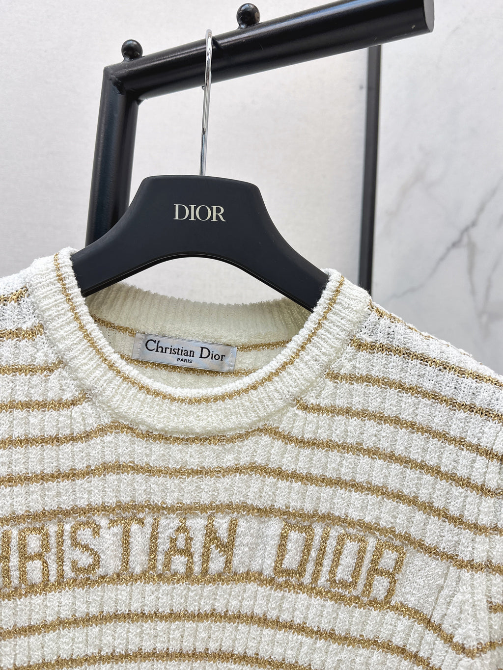 26SS New Striped Short-Sleeve Mini Knit Sweater