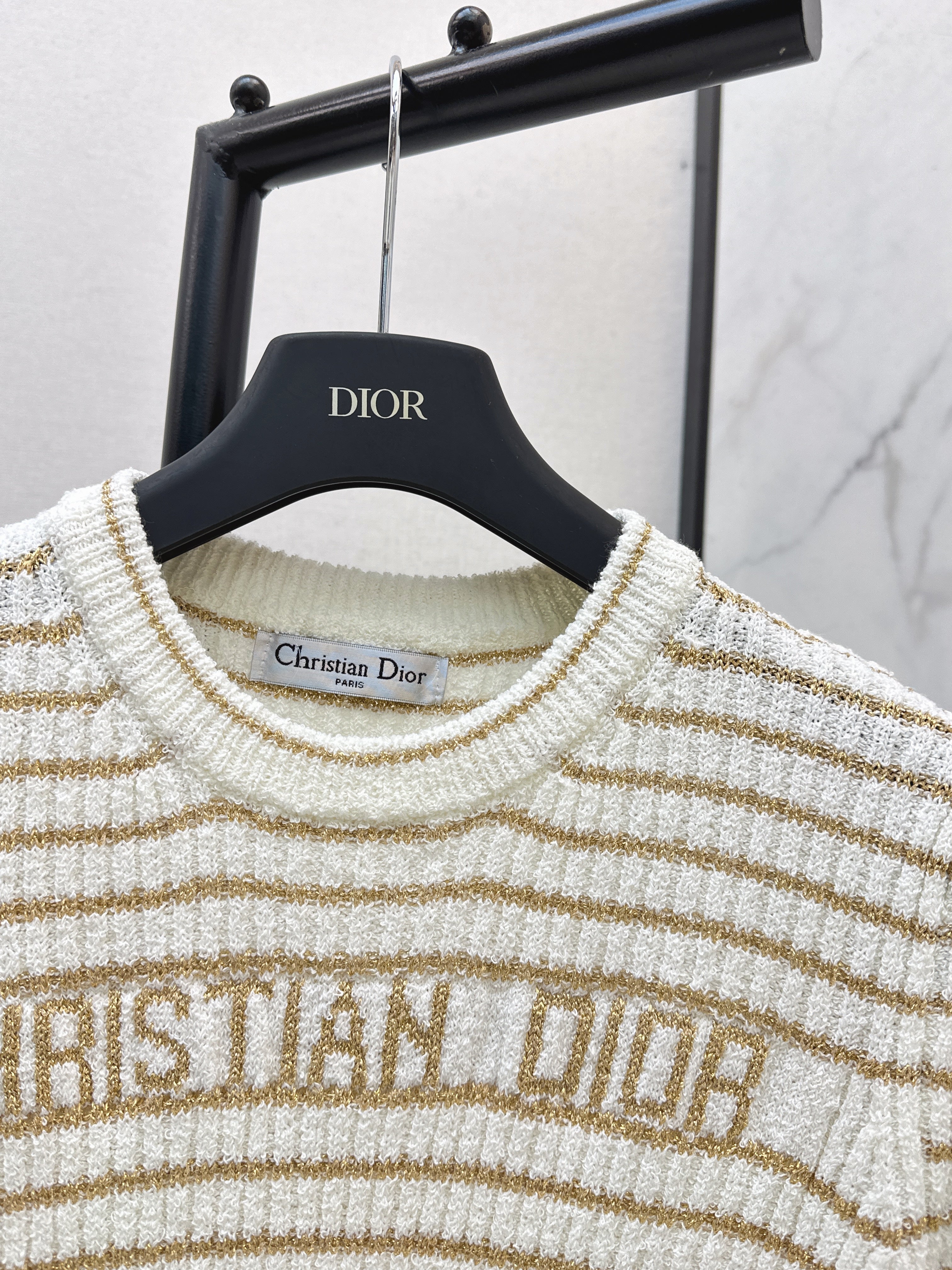 26SS New Striped Short-Sleeve Mini Knit Sweater