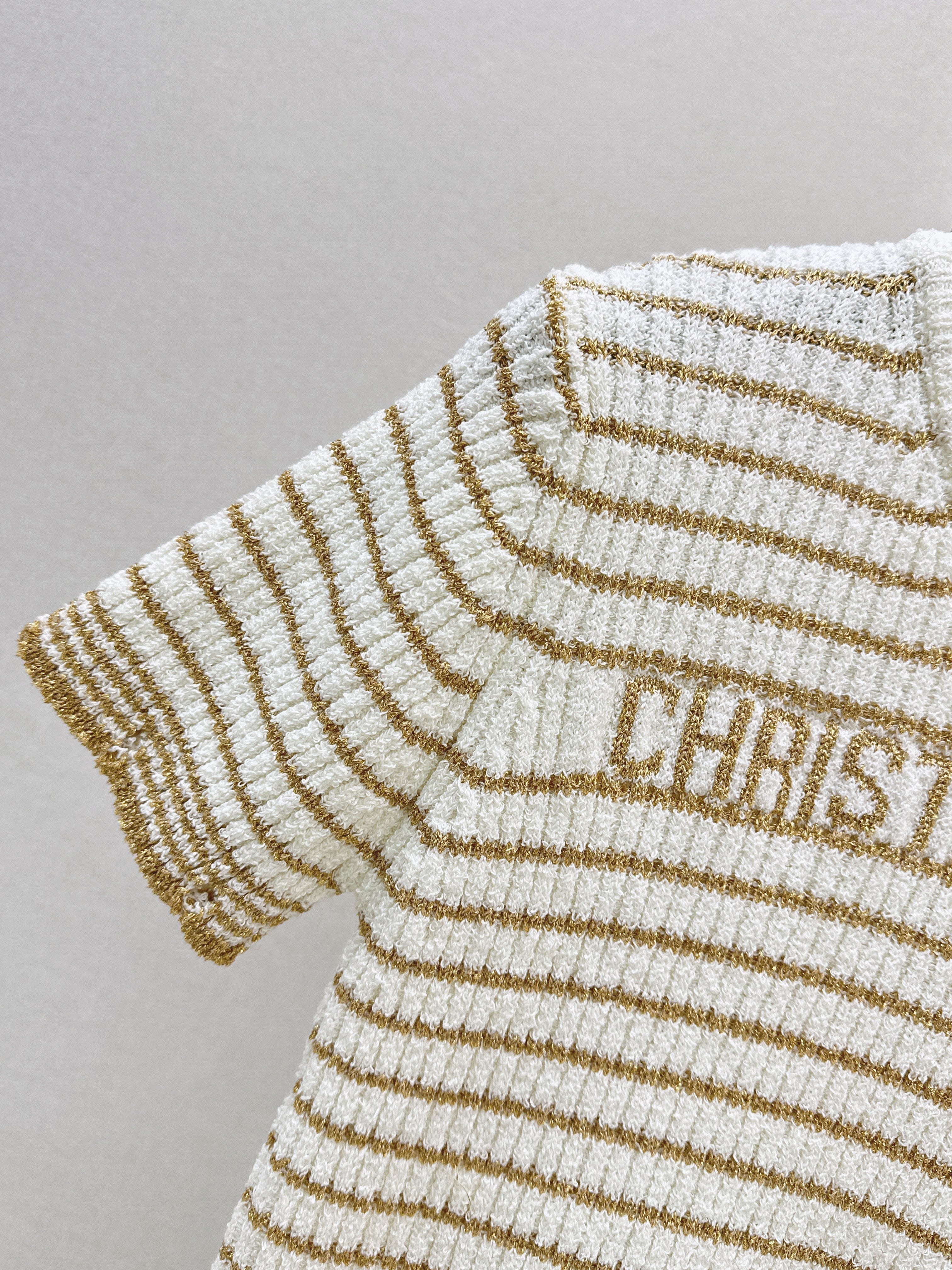 26SS New Striped Short-Sleeve Mini Knit Sweater
