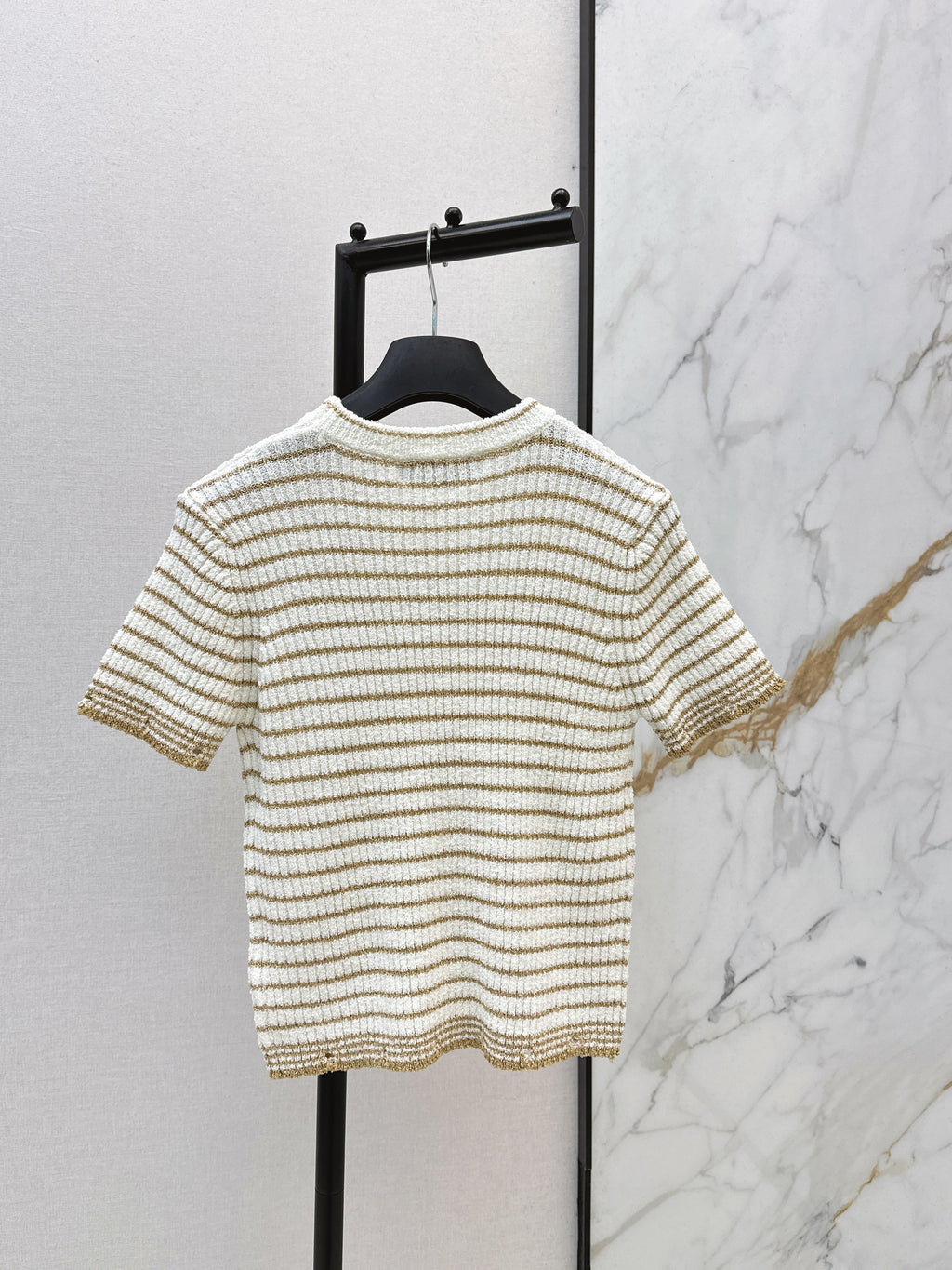 26SS New Striped Short-Sleeve Mini Knit Sweater