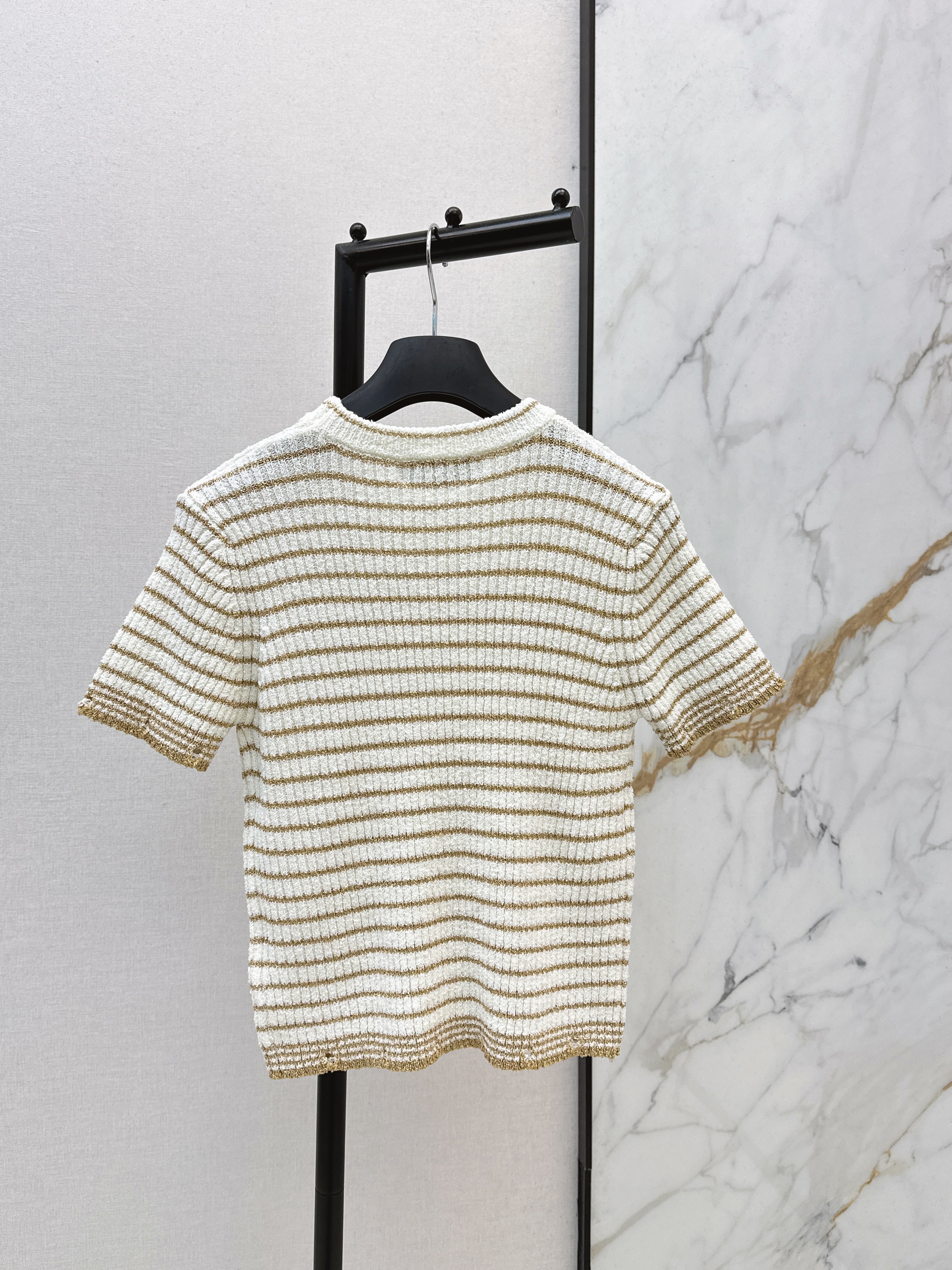 26SS New Striped Short-Sleeve Mini Knit Sweater