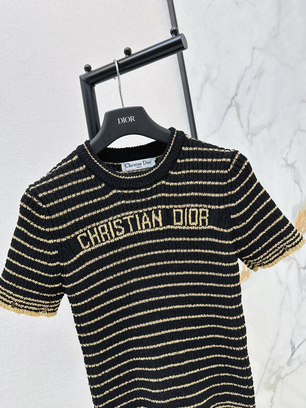 26SS New Striped Short-Sleeve Mini Knit Sweater