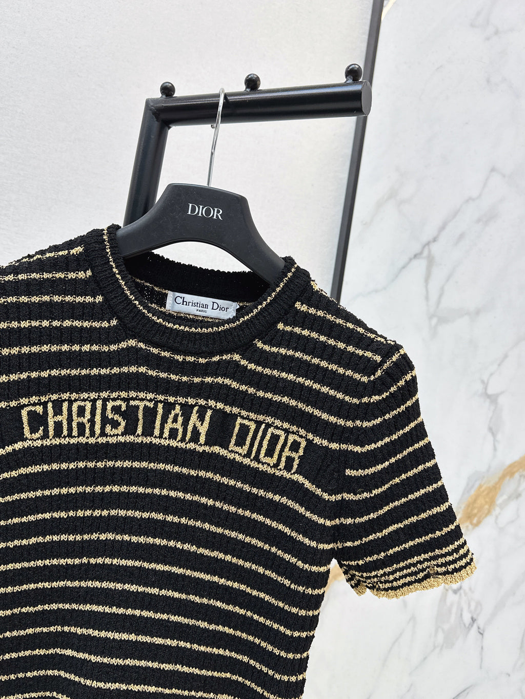 26SS New Striped Short-Sleeve Mini Knit Sweater