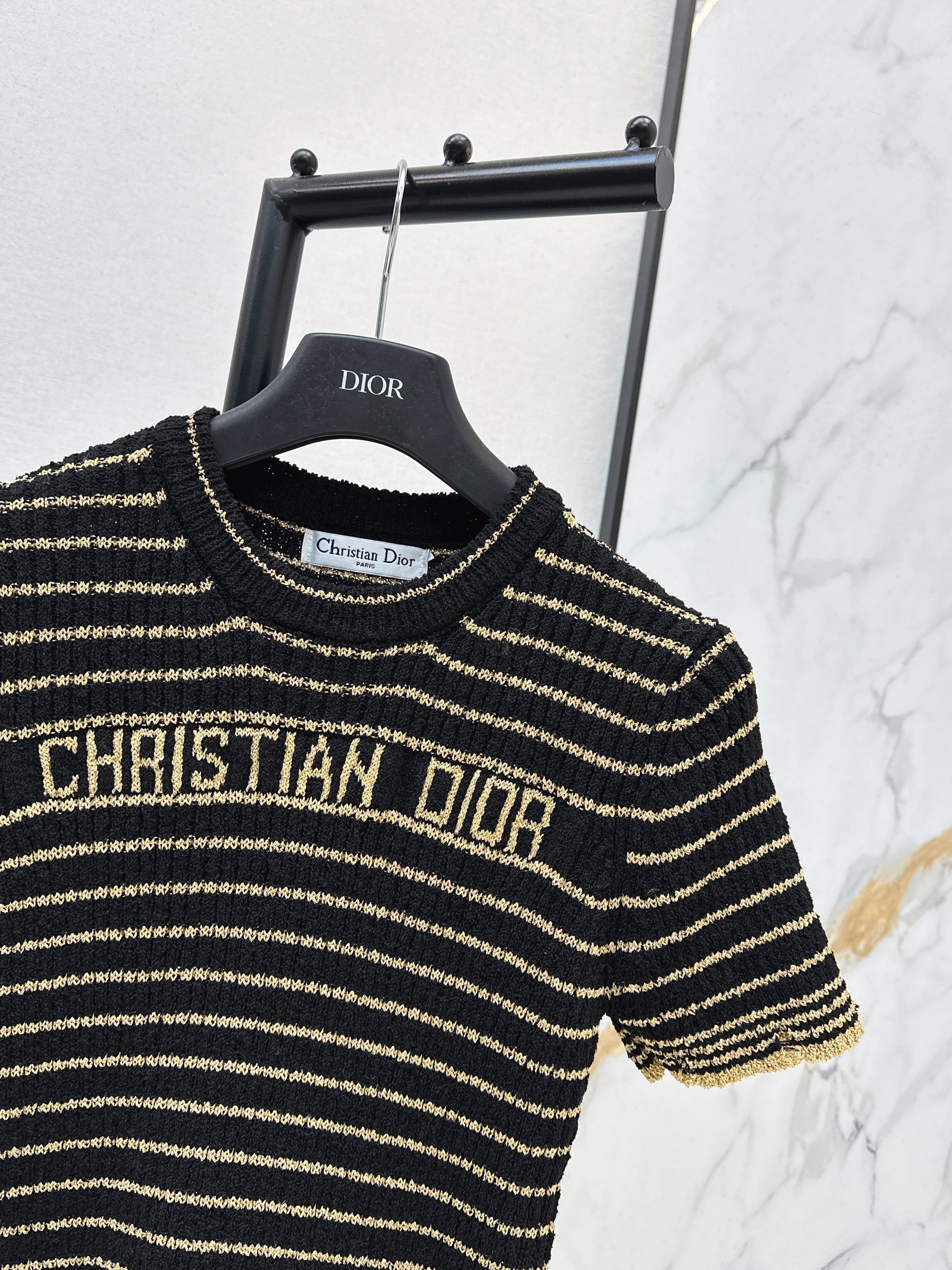 26SS New Striped Short-Sleeve Mini Knit Sweater