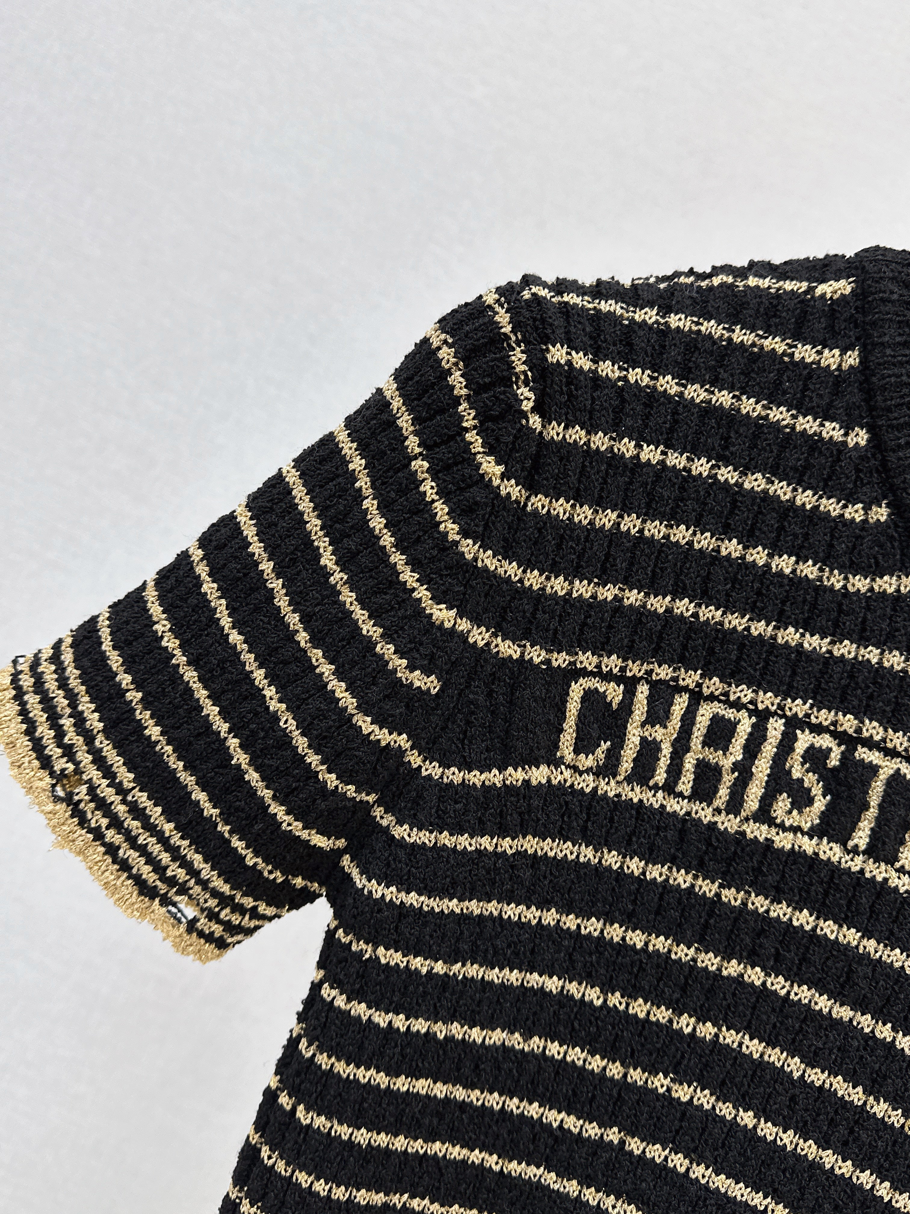 26SS New Striped Short-Sleeve Mini Knit Sweater