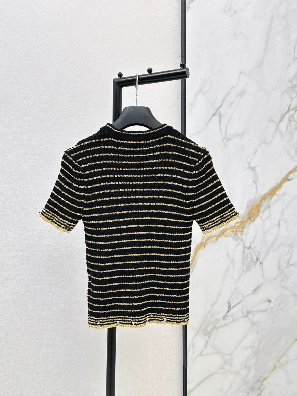 26SS New Striped Short-Sleeve Mini Knit Sweater