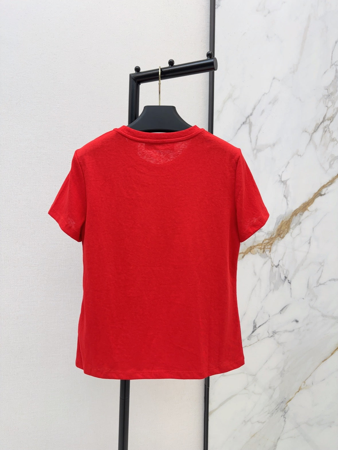 26SS New Light Luxury Style Metal Buckle Crew Neck T-Shirt