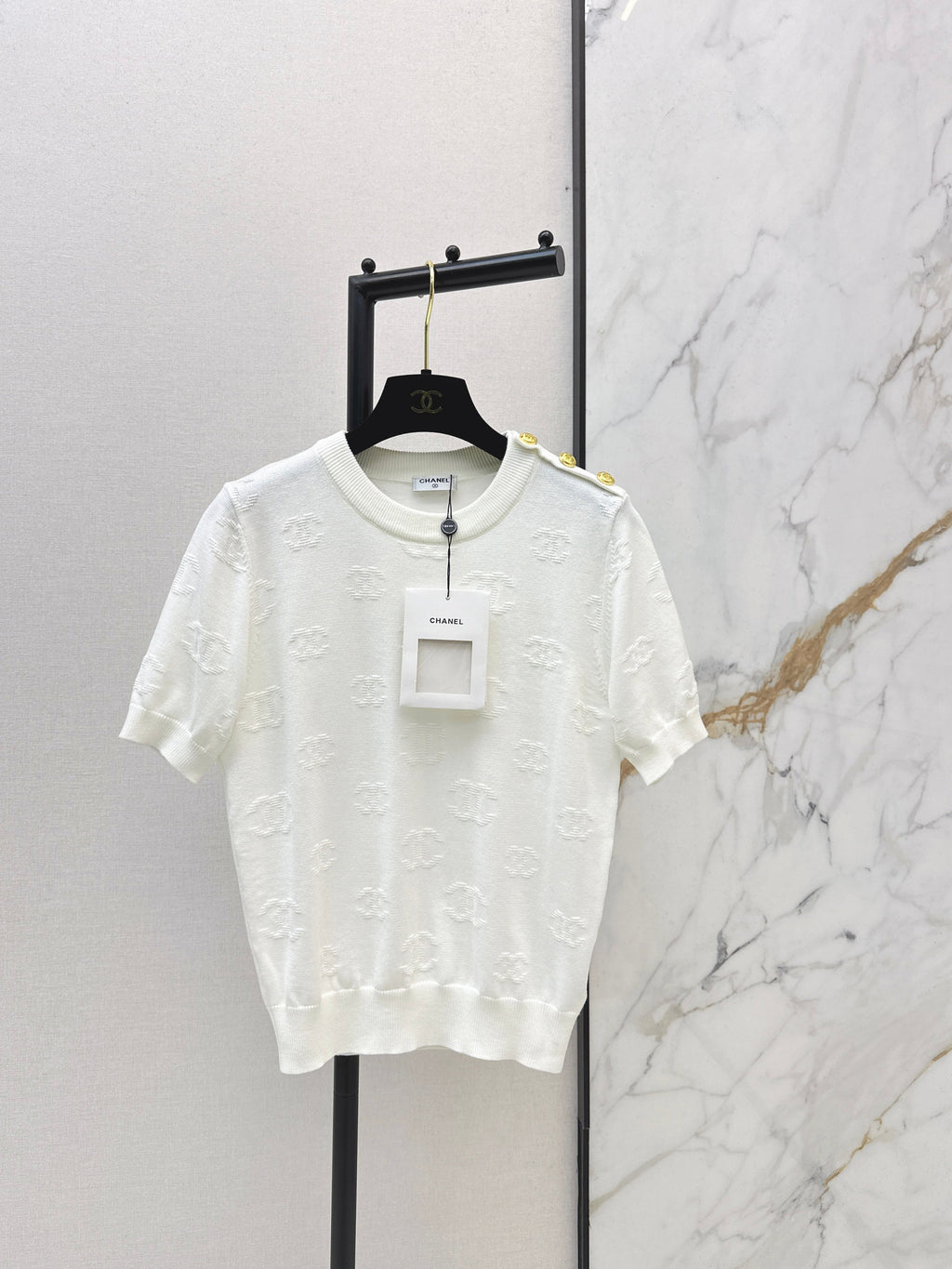 26SS New Jacquard Pattern Short-Sleeve Knit Sweater