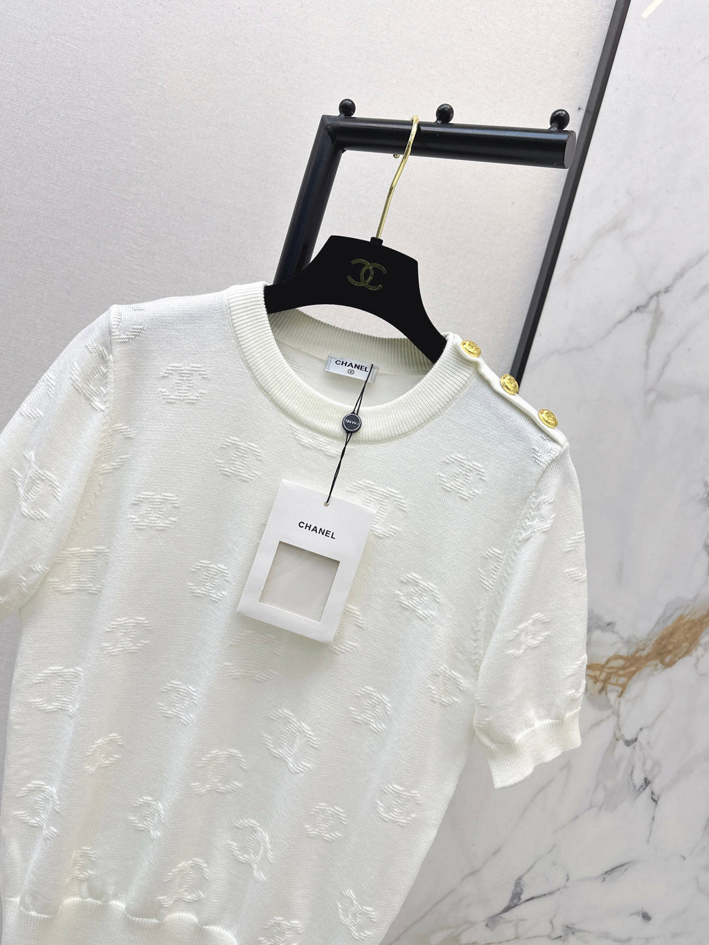 26SS New Jacquard Pattern Short-Sleeve Knit Sweater